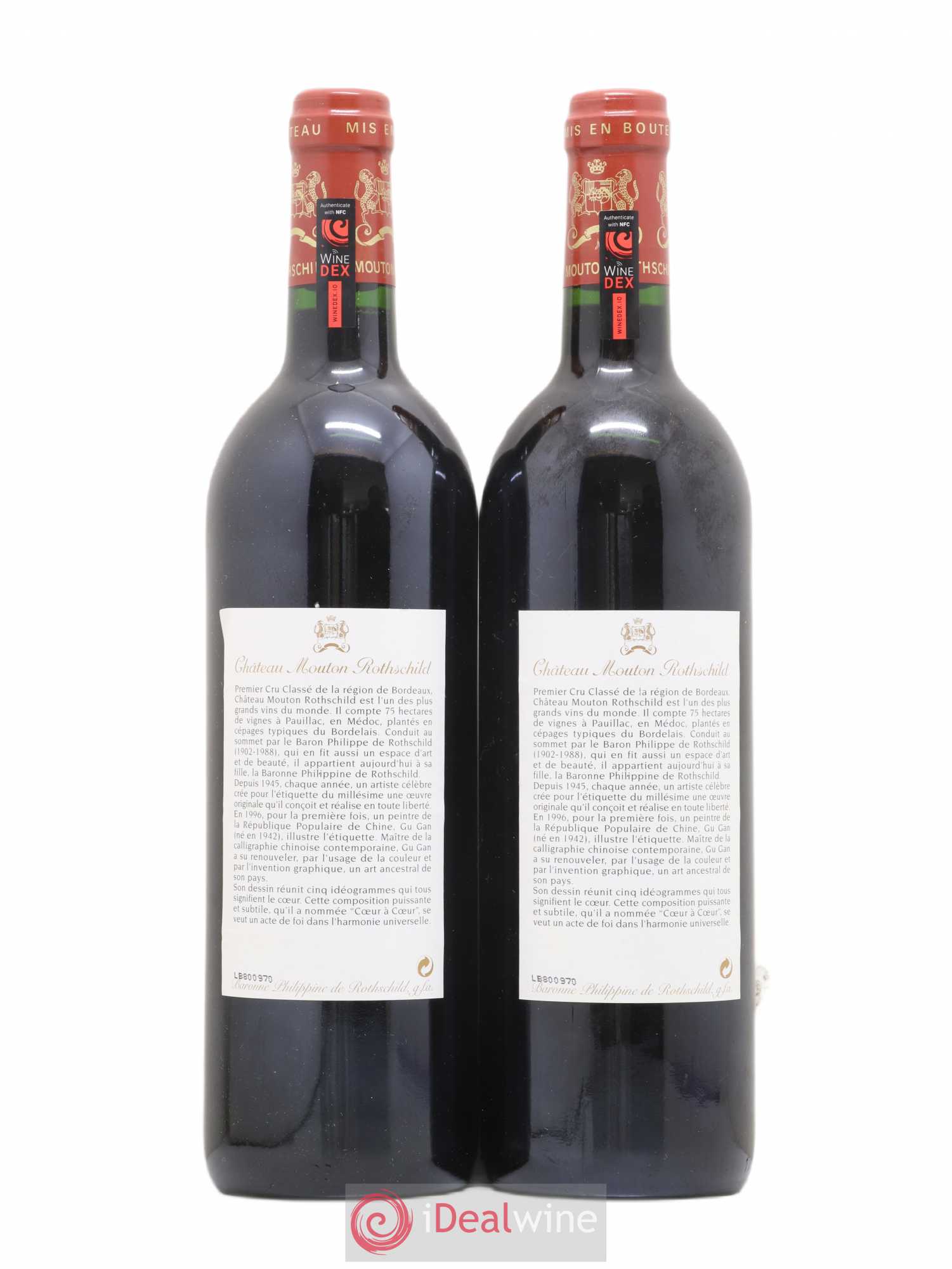 Château Mouton Rothschild 1er Grand Cru Classé 1996 - Lot de 2 bouteilles - 1