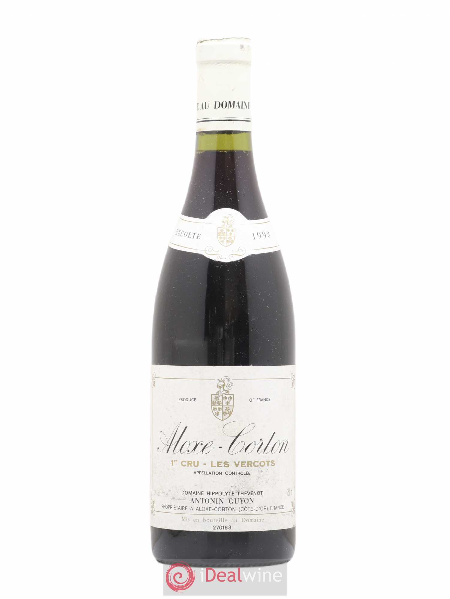 Aloxe-Corton 1er Cru Les Vercots Domaine Hippolyte Thevenot 1998 - Posten von 1 Flasche - 0