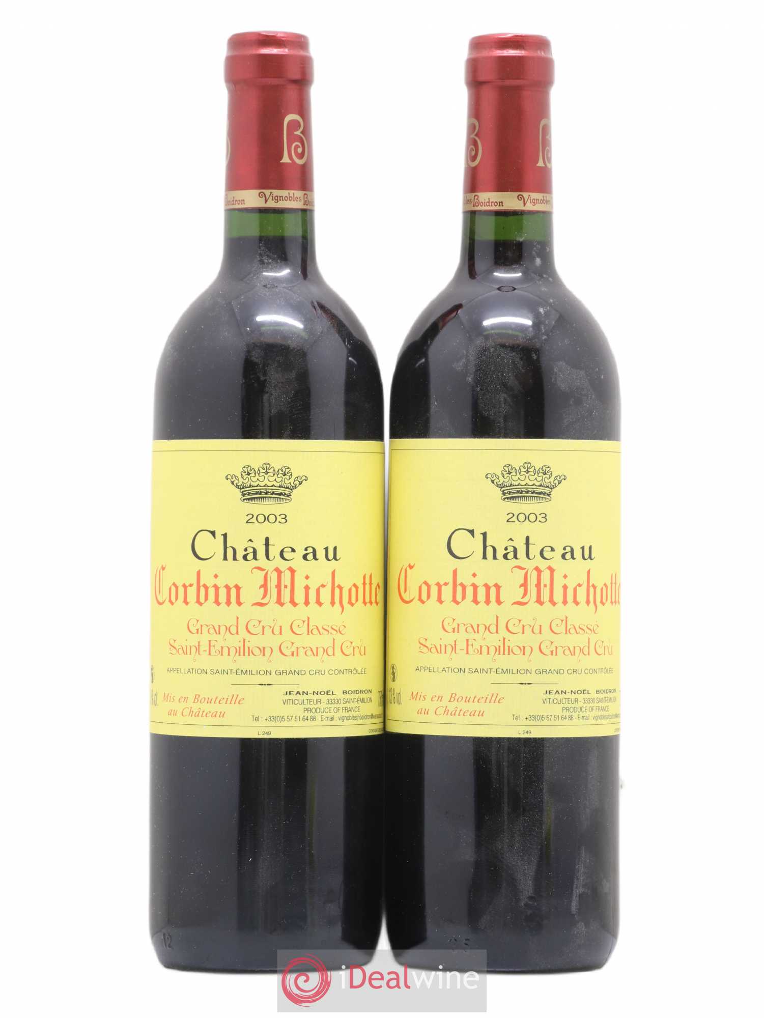 Château Corbin Michotte Grand Cru Classé 2003 - Lot de 2 bouteilles - 0