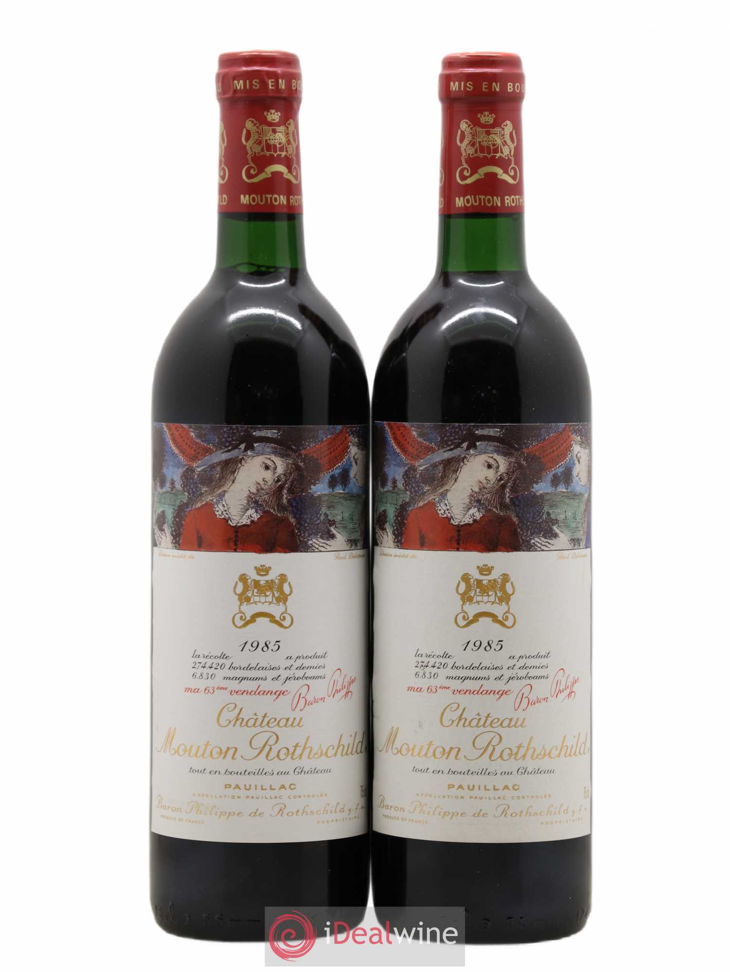 Château Mouton Rothschild 1er Grand Cru Classé 1985 - Lot de 2 bouteilles - 0