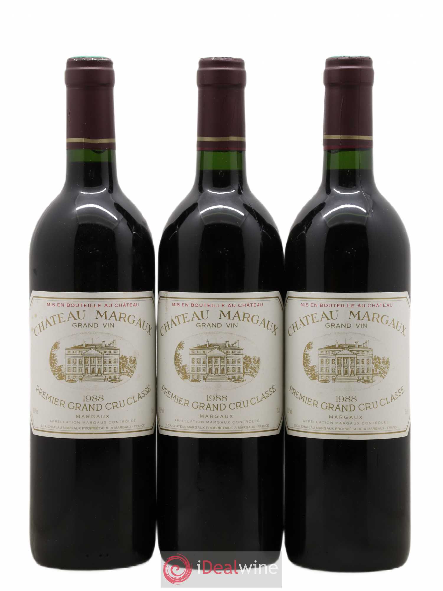 Château Margaux 1er Grand Cru Classé 1988 - Lot de 3 bouteilles - 0