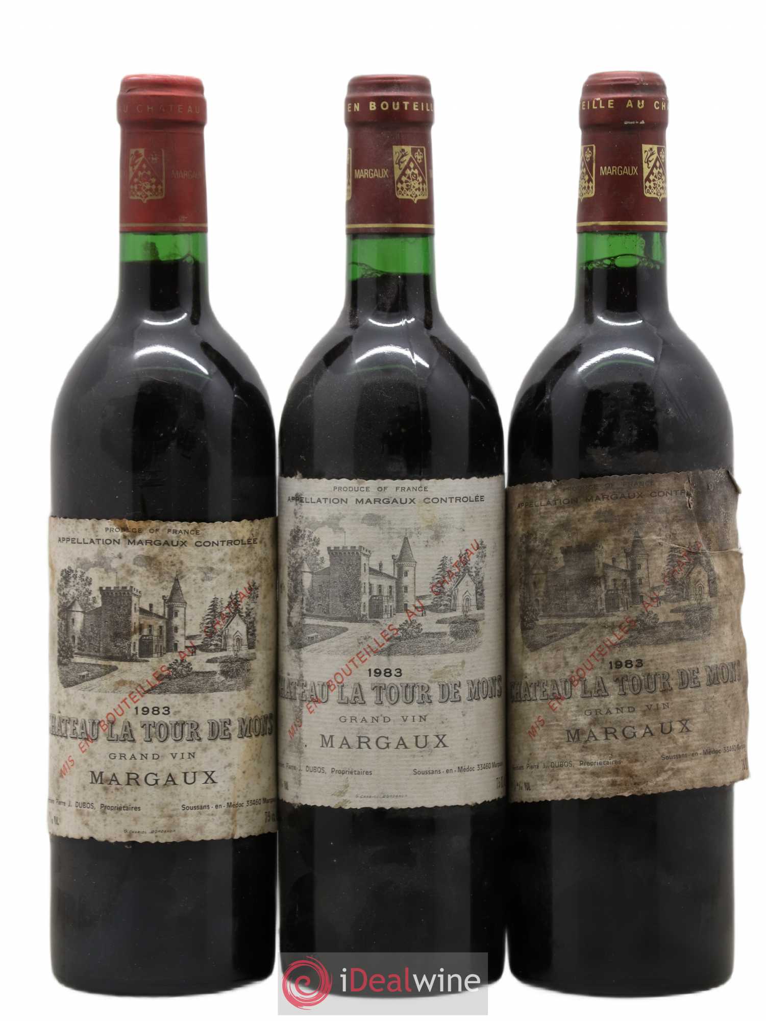 Château la Tour de Mons Cru Bourgeois 1983 - Lot de 3 bouteilles - 0
