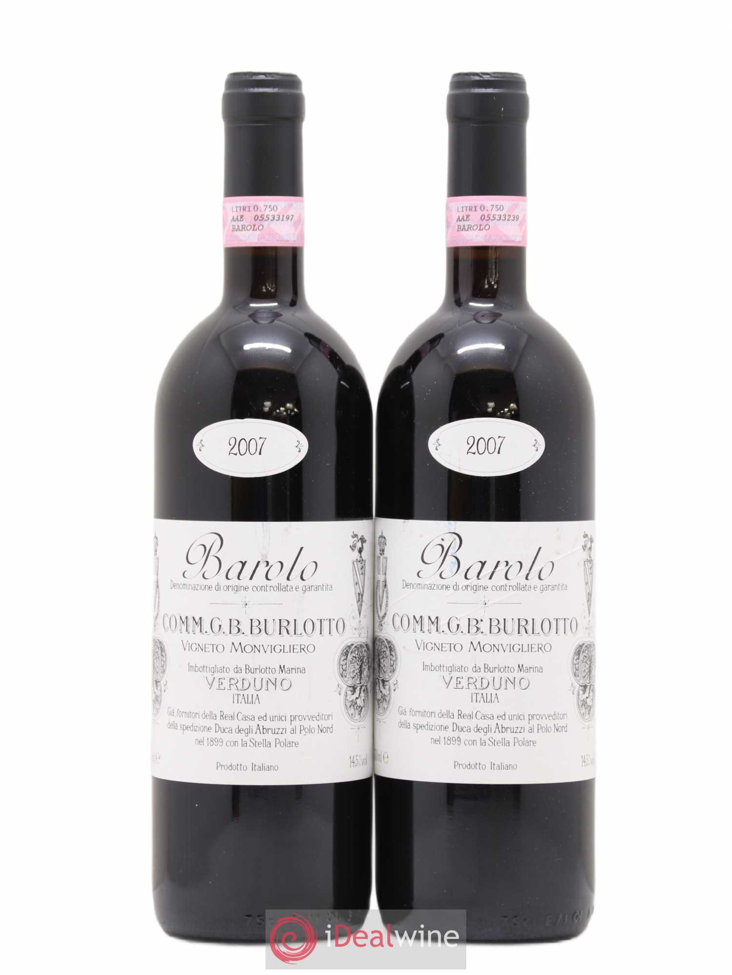 Barolo DOCG Monvigliero Comm. Giovan Battista Burlotto 2007 - Lot de 2 bouteilles - 0