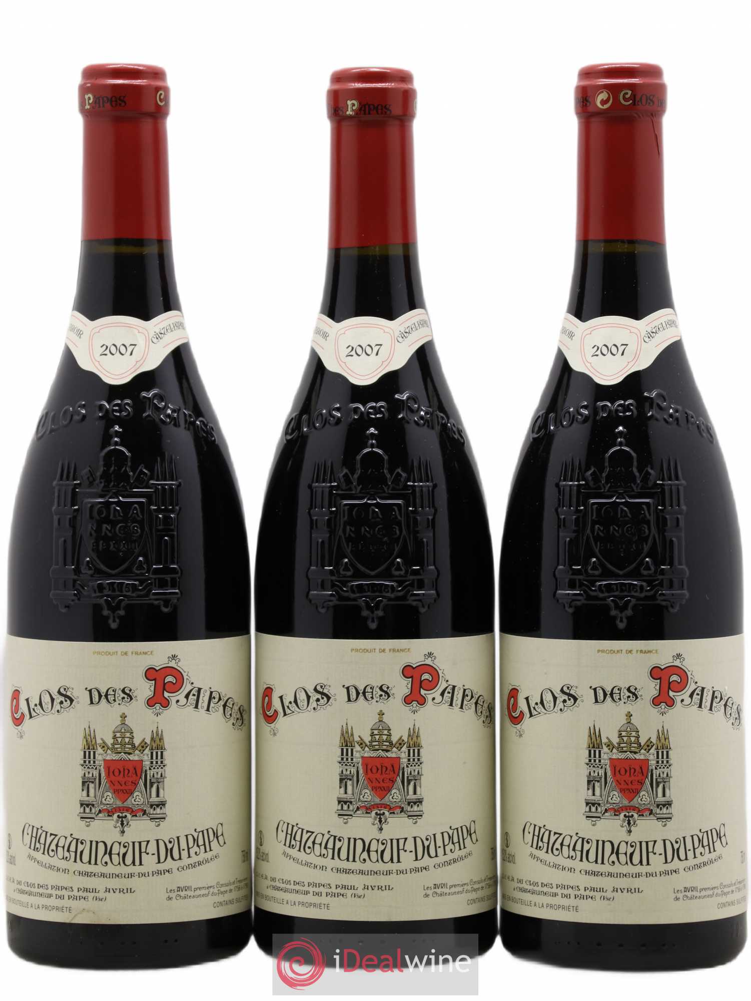 Châteauneuf-du-Pape Clos des Papes - Paul Avril 2007 - Lot de 3 bouteilles - 0