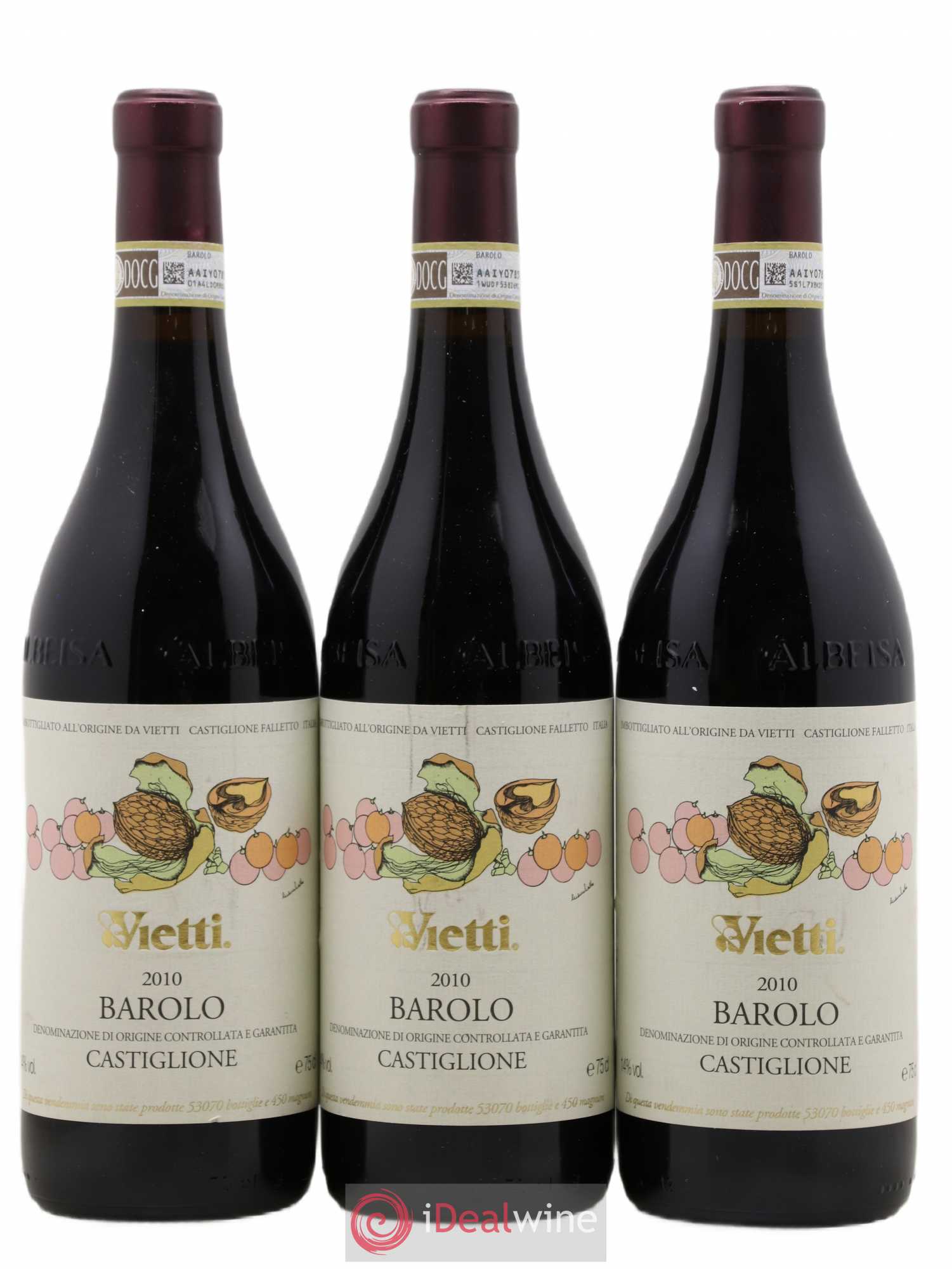 Barolo DOCG Castiglione Vietti 2010 - Lot de 3 bouteilles - 0