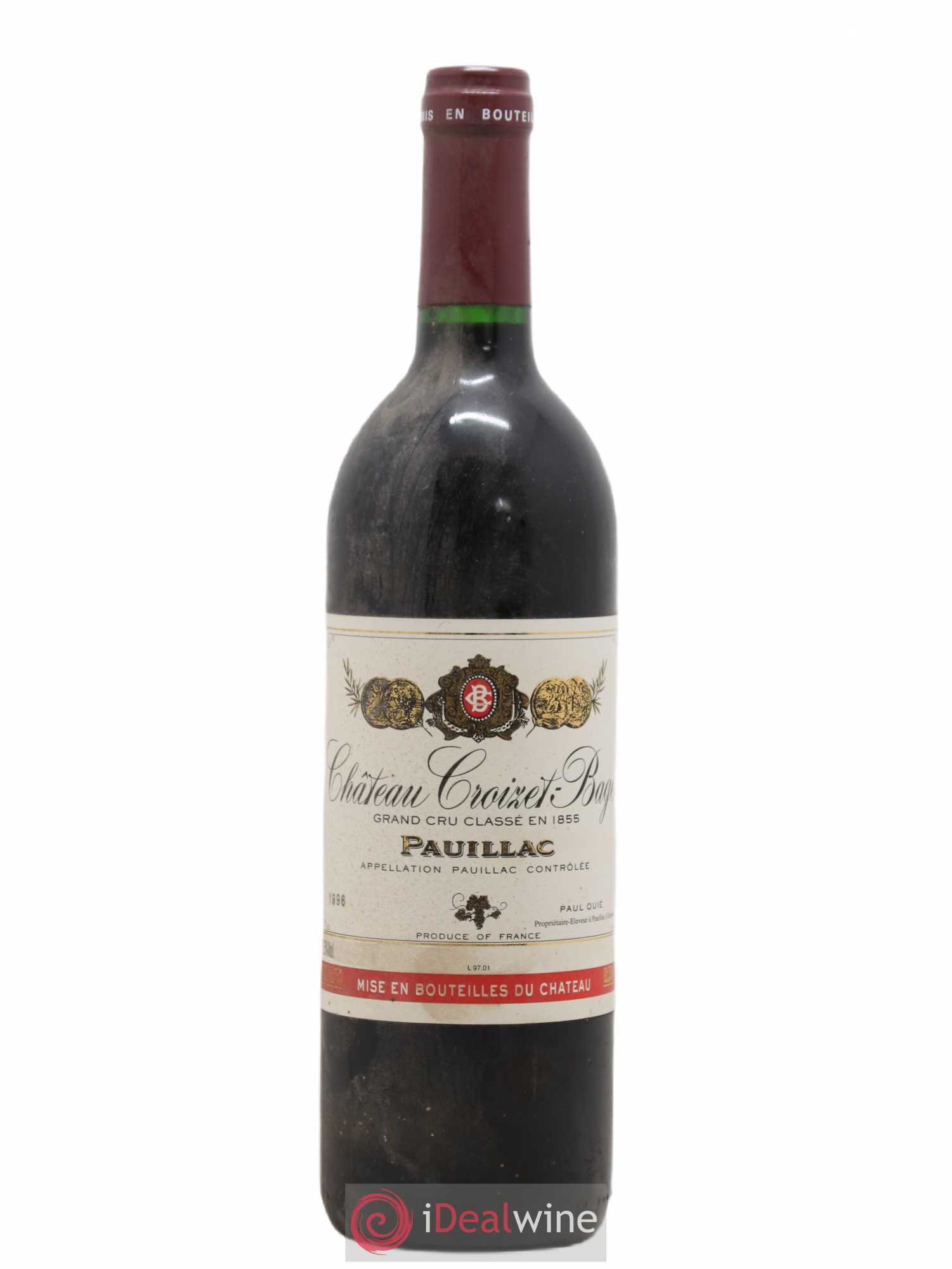 Château Croizet Bages 5ème Grand Cru Classé 1996 - Lot de 1 bouteille - 0
