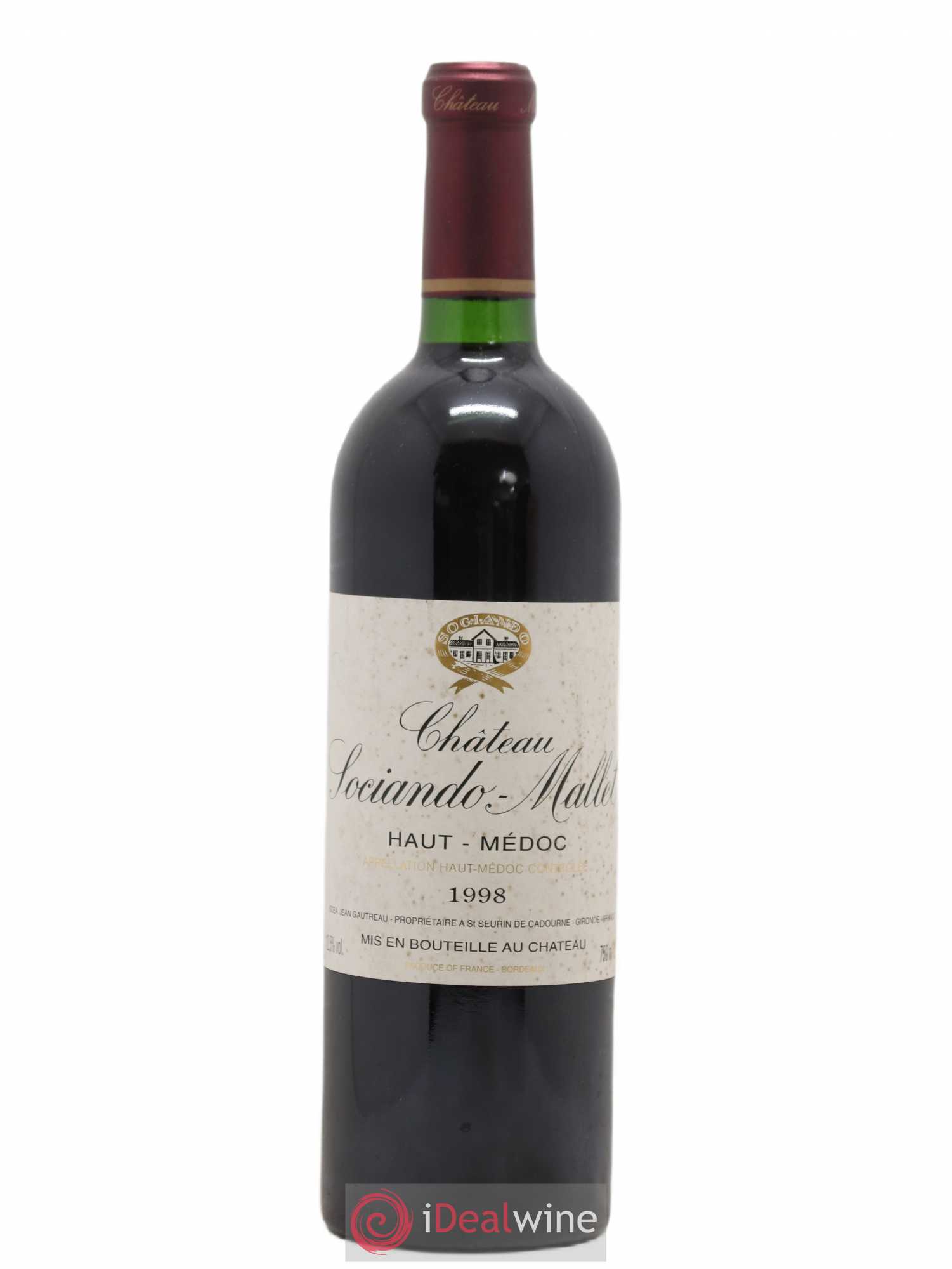 Château Sociando Mallet 1998 - Lot de 1 bouteille - 0