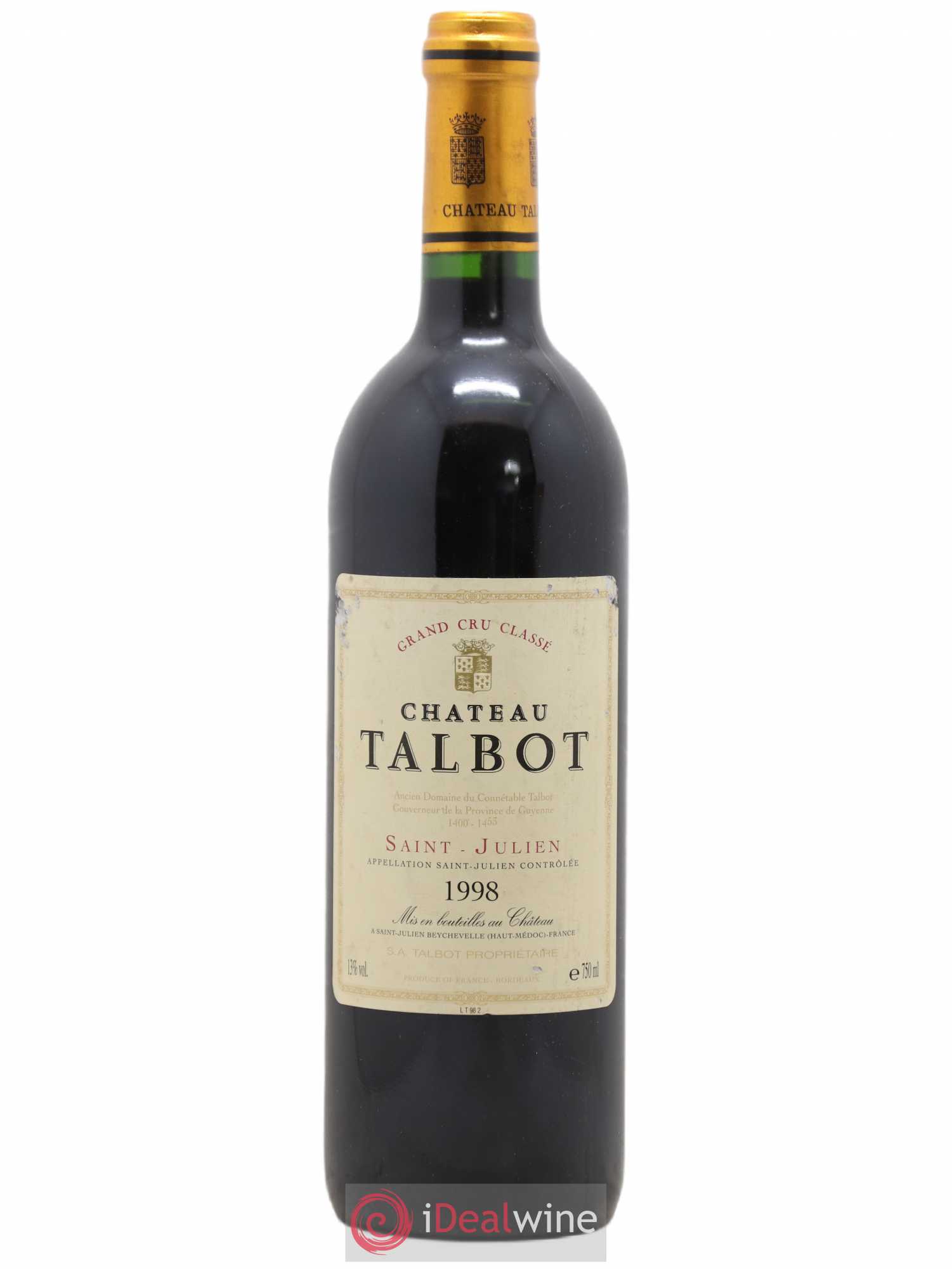 Château Talbot 4ème Grand Cru Classé 1998 - Lot de 1 bouteille - 0