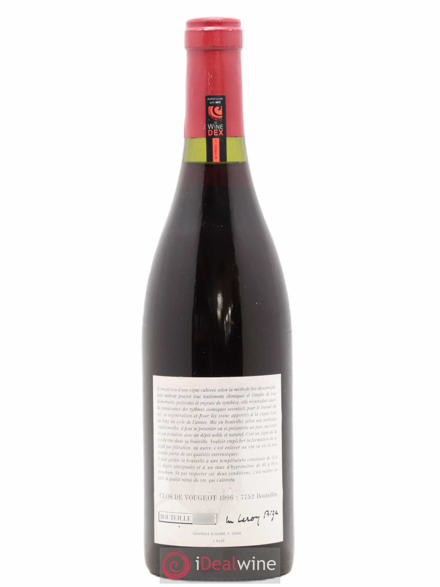 Clos de Vougeot Grand Cru Leroy (Domaine) 1996 - Lot de 1 bouteille - 1