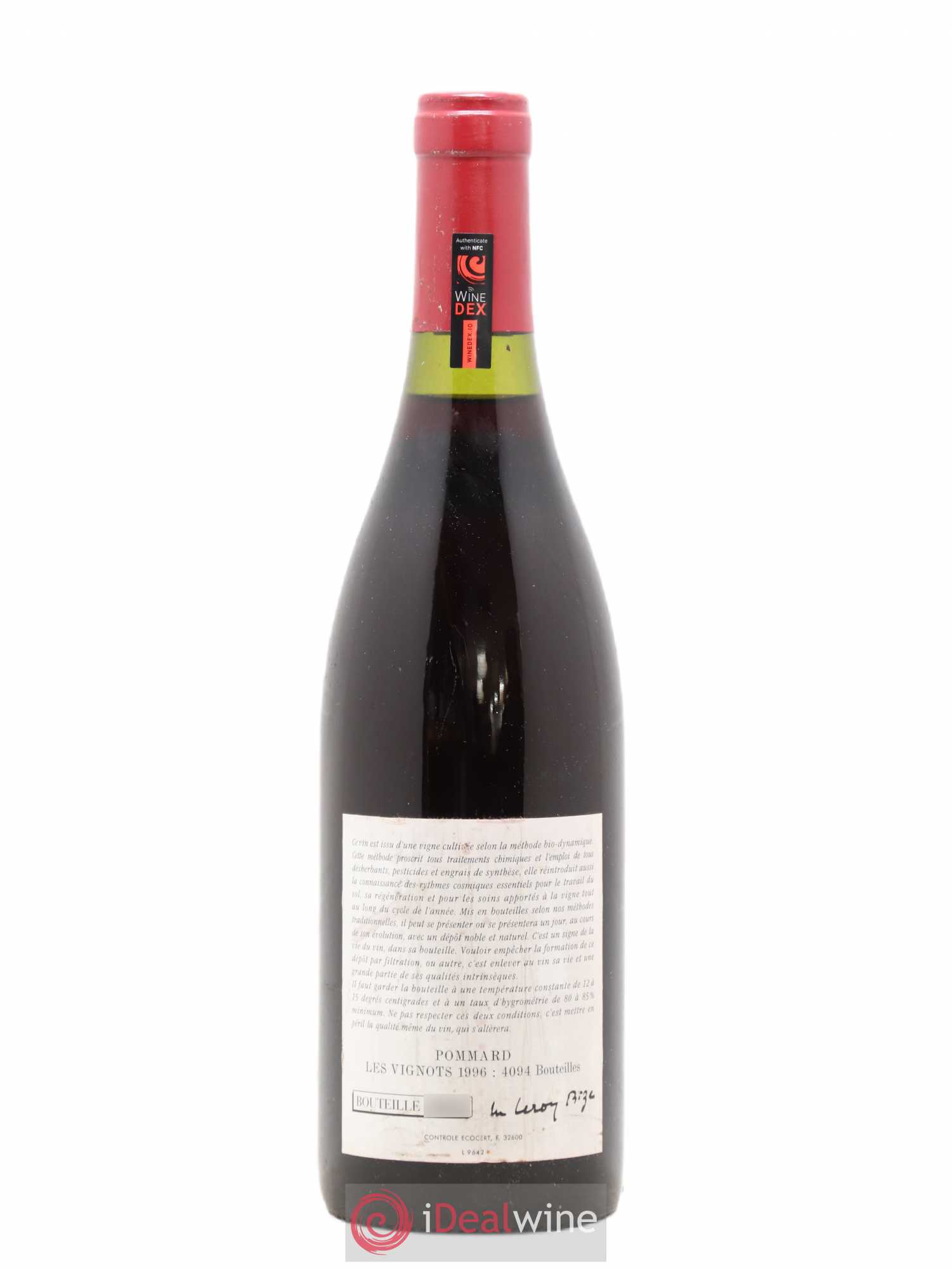 Pommard Les Vignots Leroy (Domaine) 1996 - Lot de 1 bouteille - 1