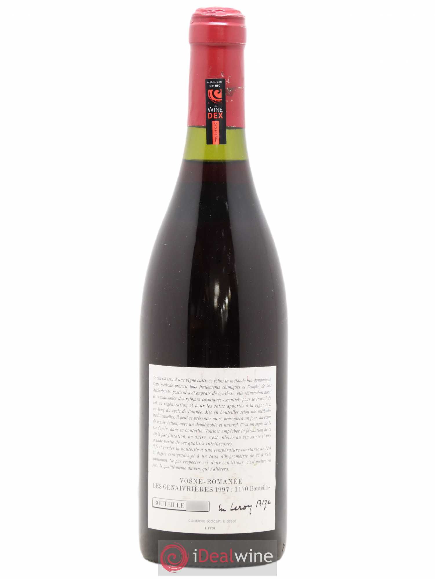 Vosne-Romanée Les Genaivrières Leroy (Domaine) 1997 - Lot de 1 bouteille - 1