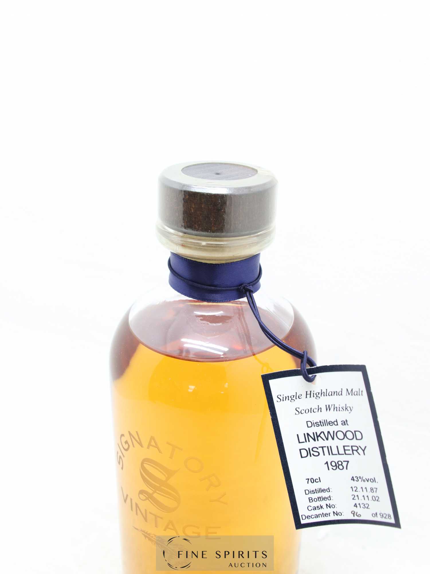 Linkwood 1987 Signatory Vintage Cask n°4132 - One of 928 - bottled 2002 The Decanter Collection - Lot de 1 bouteille - 2