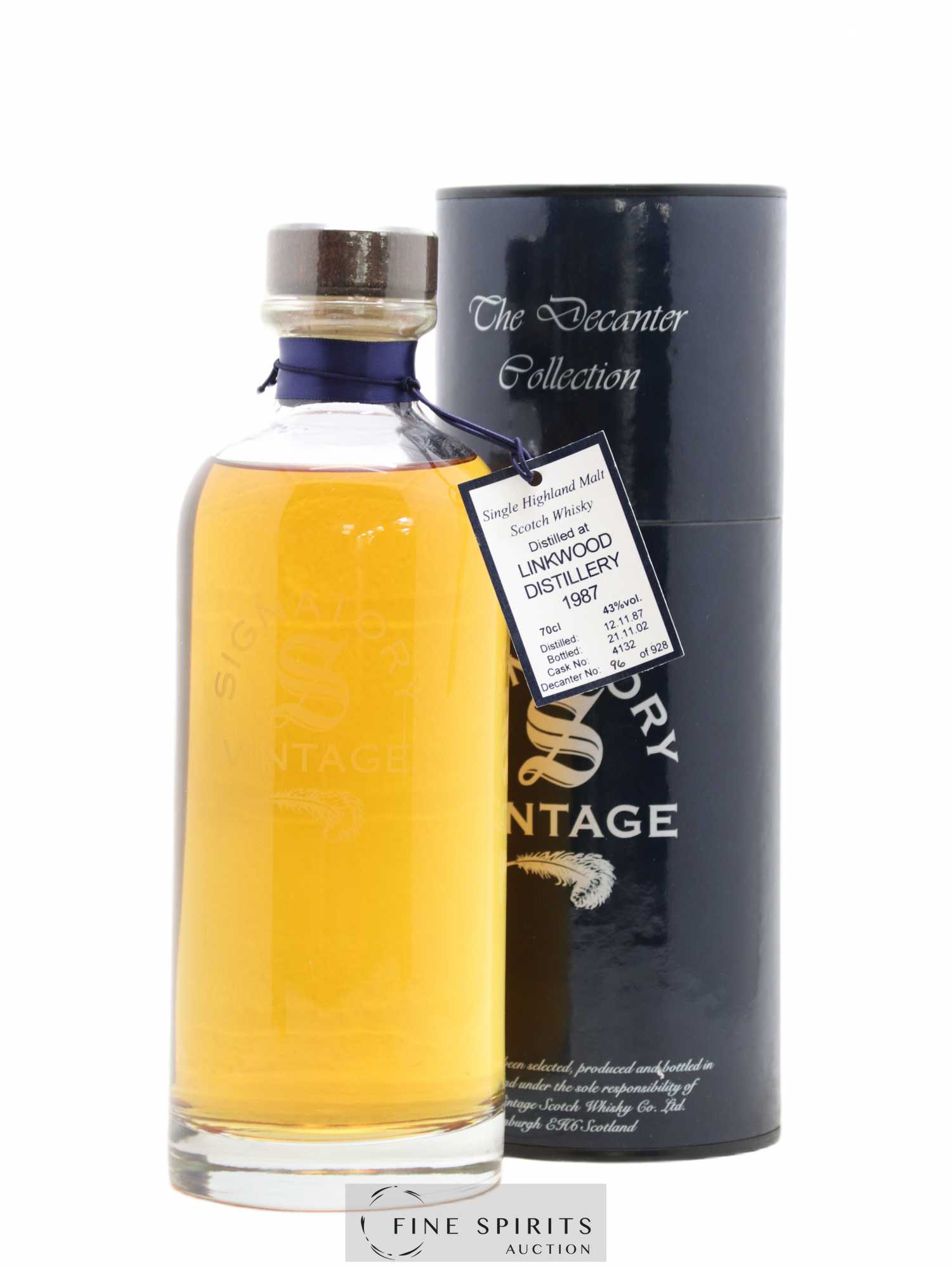 Linkwood 1987 Signatory Vintage Cask n°4132 - One of 928 - bottled 2002 The Decanter Collection - Lot de 1 bouteille - 0