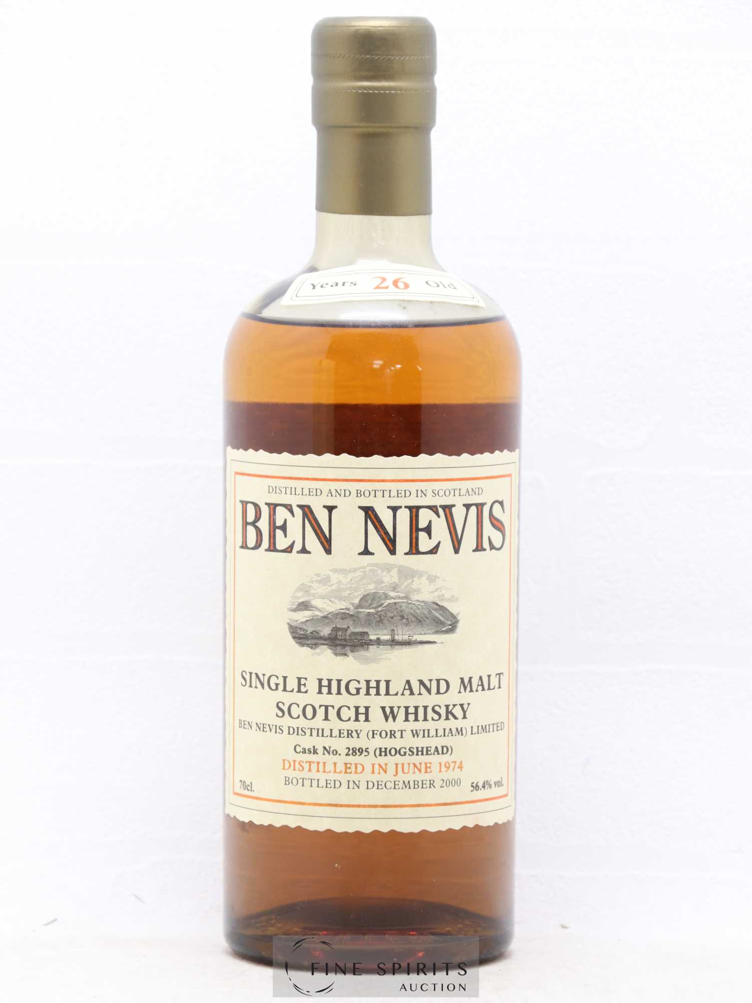 Ben Nevis 26 years 1974 Of. Hogshead Cask n°2895 - One of 190 - bottled 2000 - Lot de 1 bouteille - 1