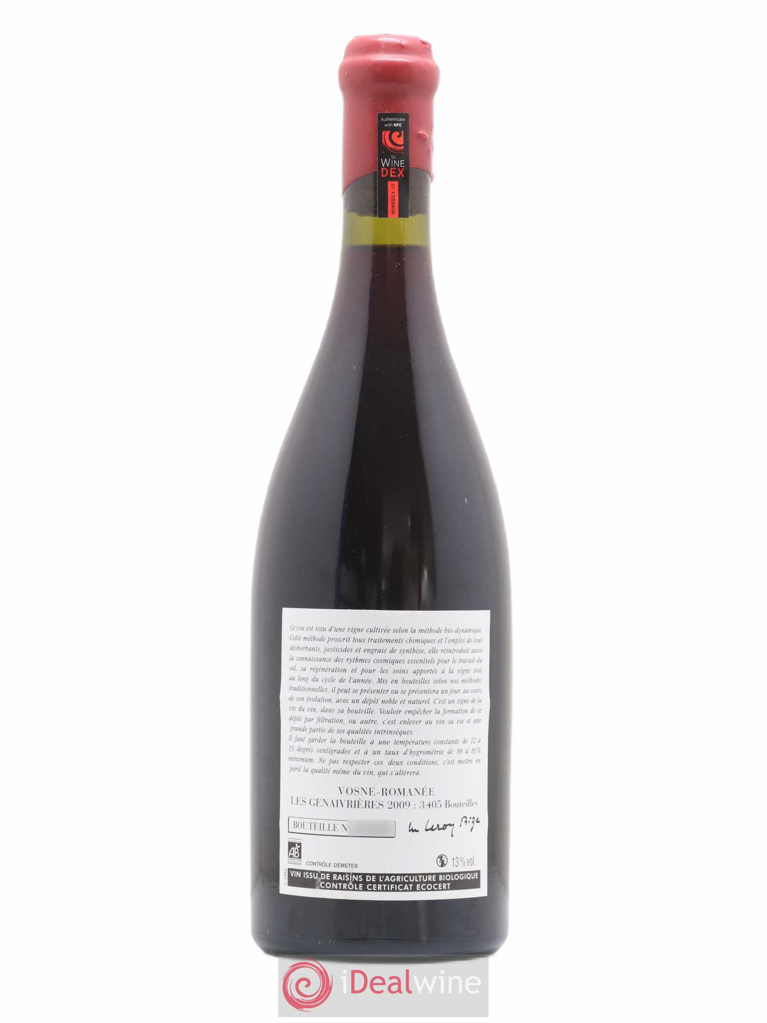 Vosne-Romanée Les Genaivrières Leroy (Domaine) 2009 - Lot de 1 bouteille - 1