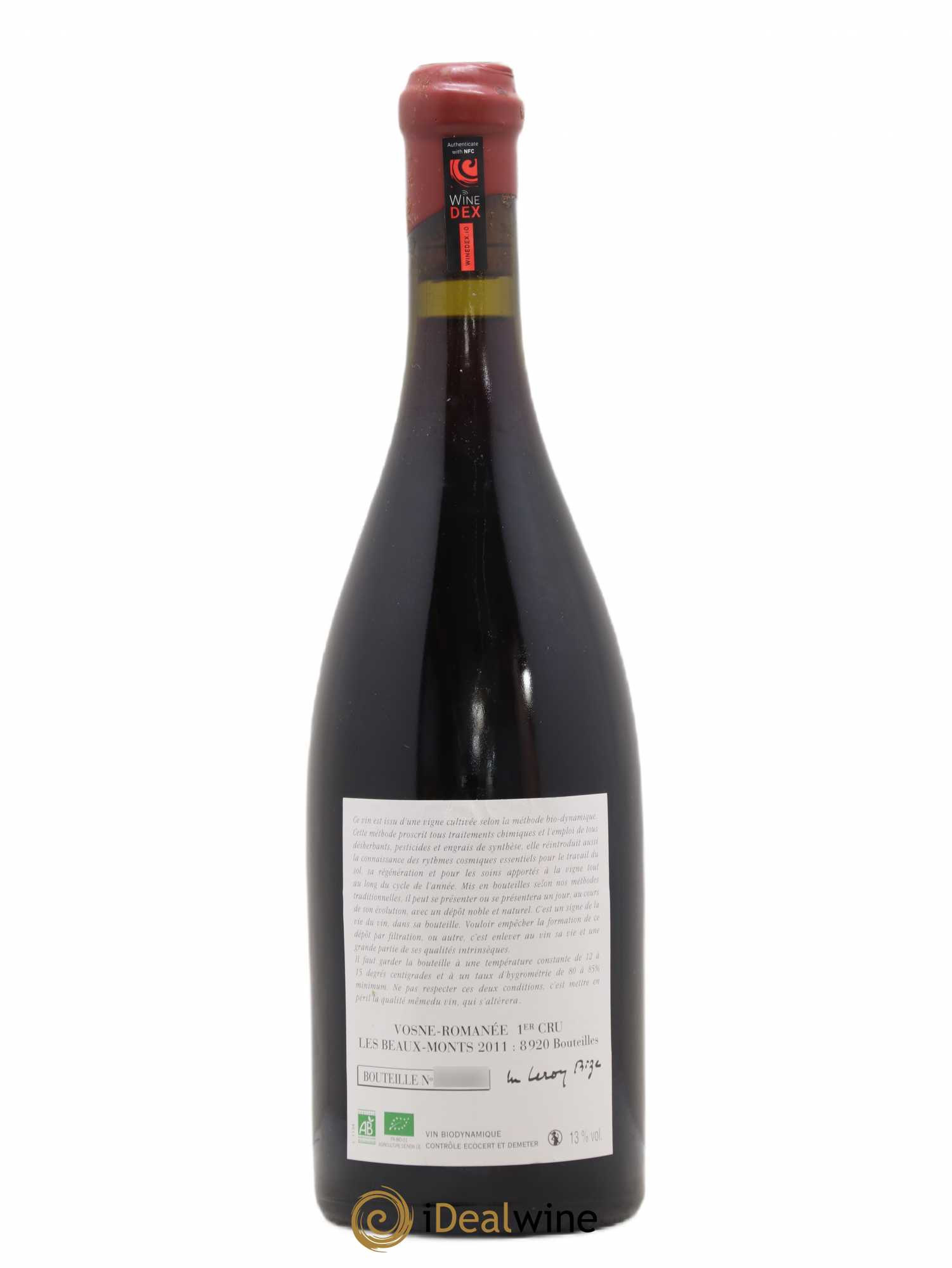 Vosne-Romanée 1er Cru Les Beaux-Monts Leroy (Domaine) 2011 - Lot de 1 bouteille - 1