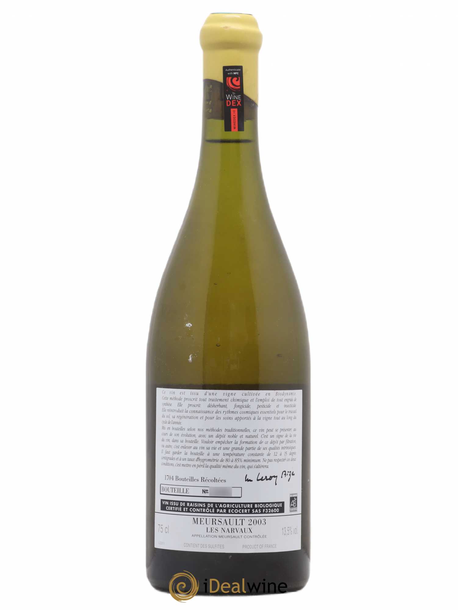 Meursault Les Narvaux d'Auvenay (Domaine) 2003 - Lot de 1 bouteille - 1