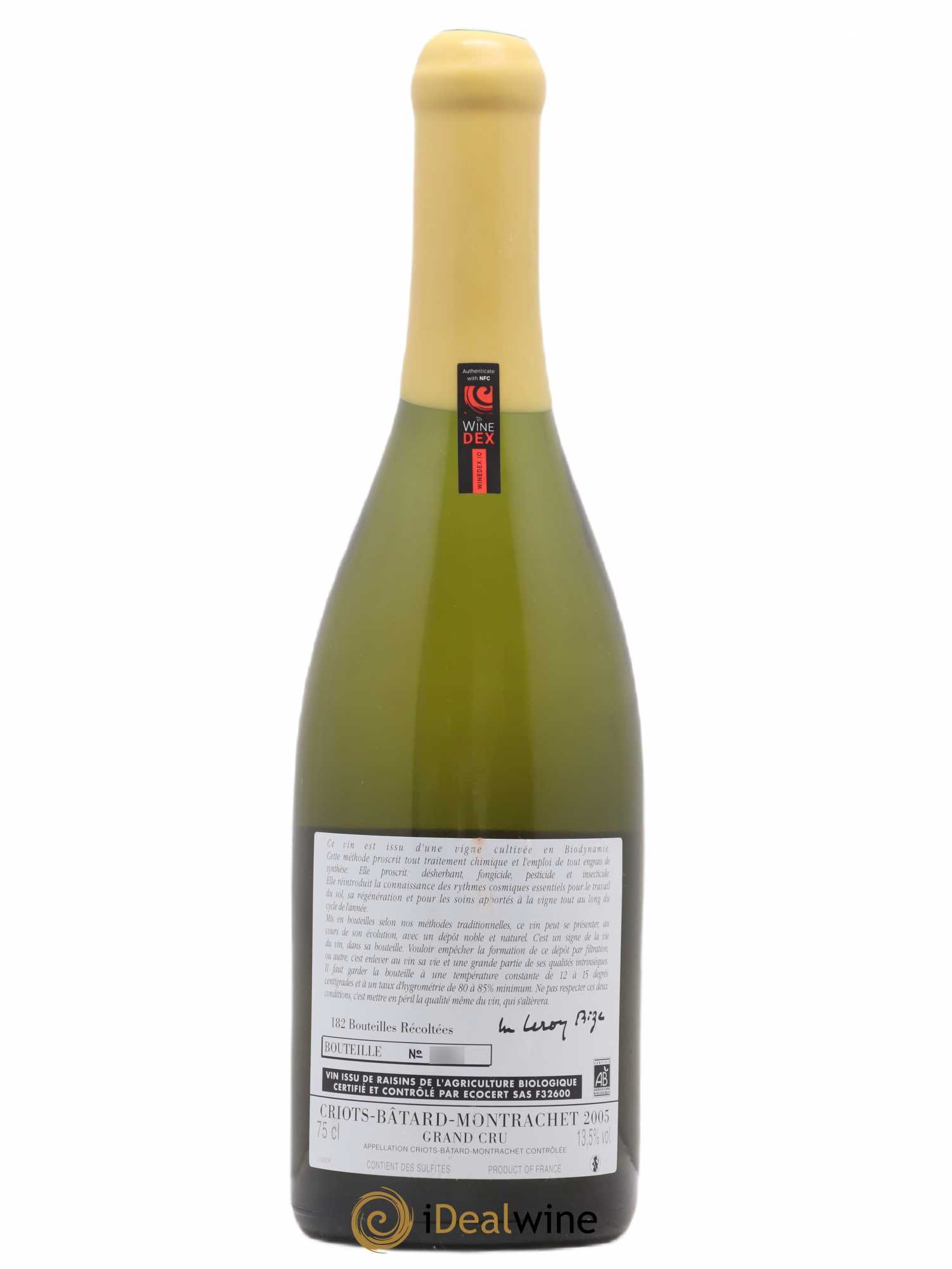 Criots-Bâtard-Montrachet Grand Cru d'Auvenay (Domaine) 2005 - Lot de 1 bouteille - 1
