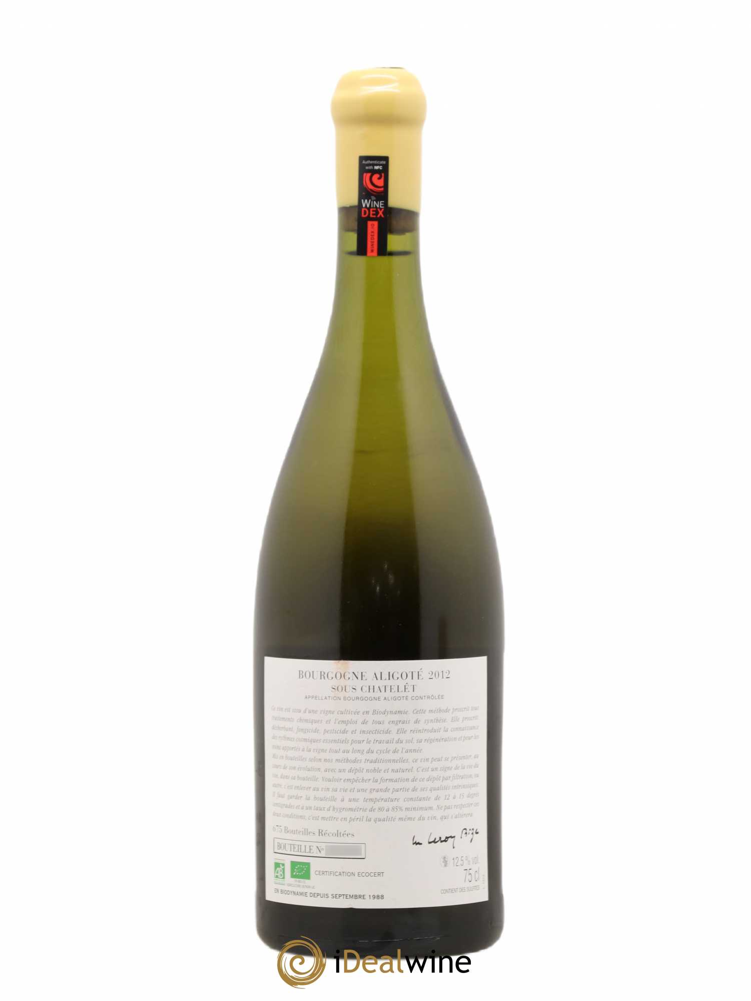 Bourgogne Aligoté Sous Chatelet d'Auvenay (Domaine) 2012 - Lot de 1 bouteille - 1