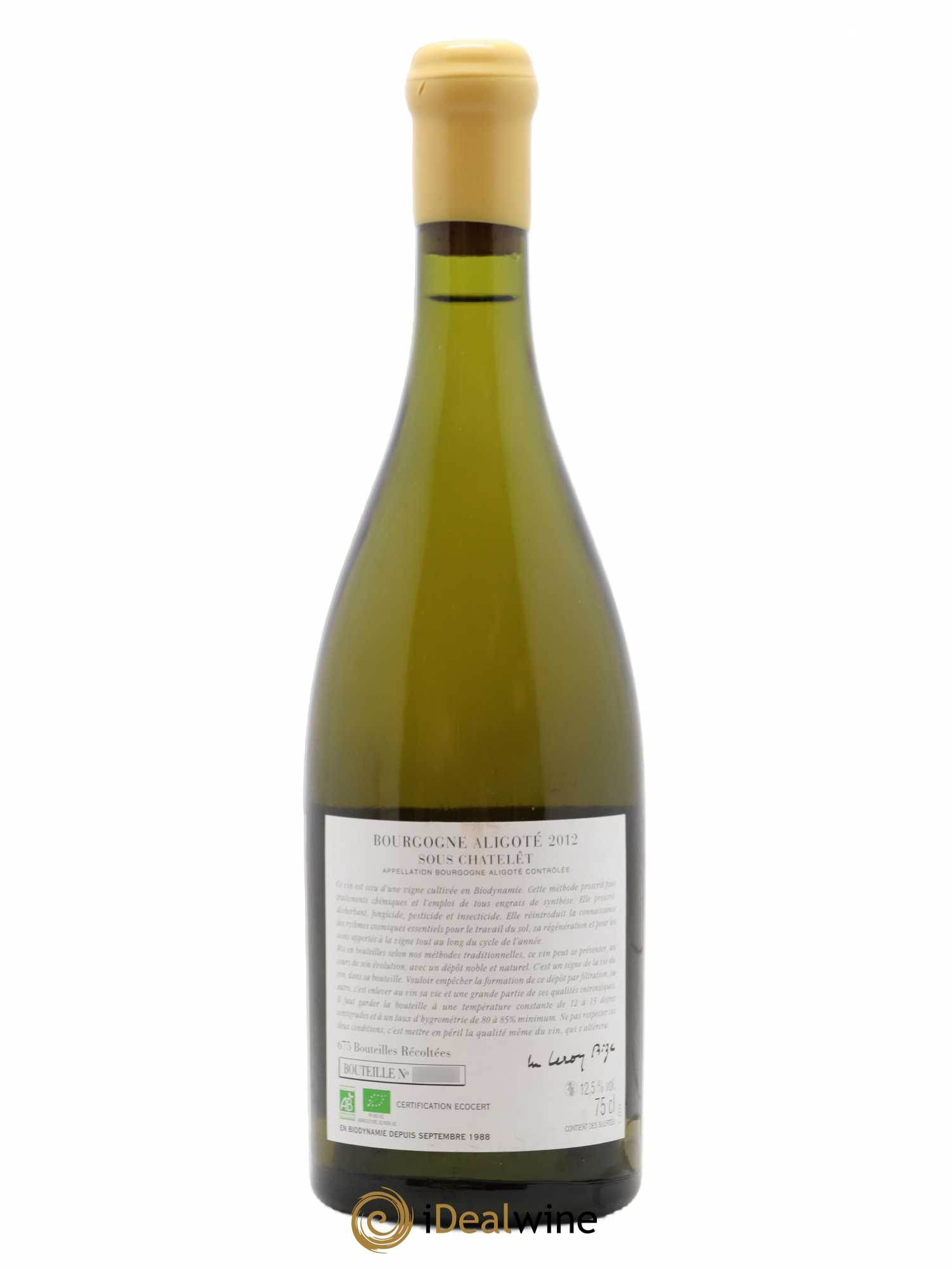 Bourgogne Aligoté Sous Chatelet d'Auvenay (Domaine) 2012 - Lot de 1 bouteille - 1