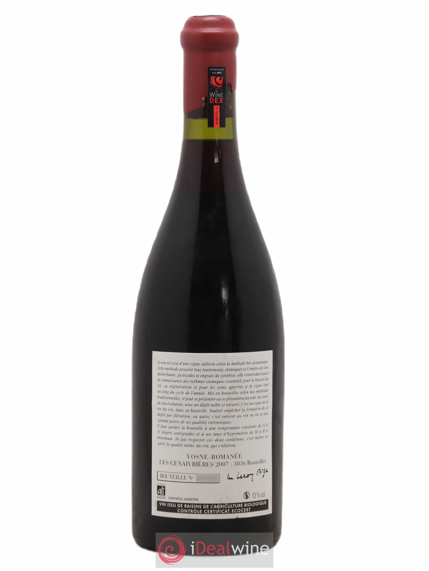 Vosne-Romanée Les Genaivrières Leroy (Domaine) 2007 - Lot de 1 bouteille - 1