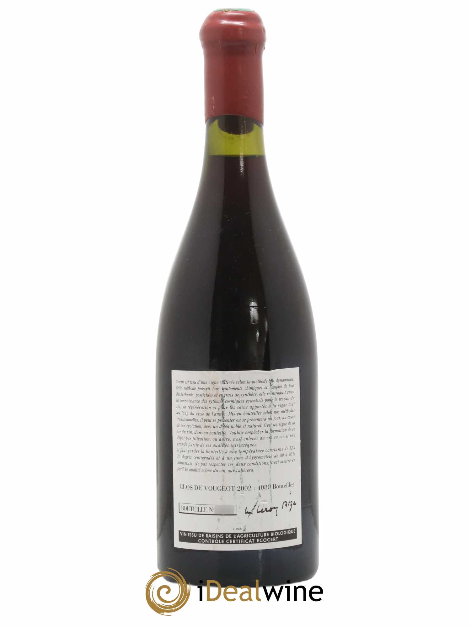 Clos de Vougeot Grand Cru Leroy (Domaine) 2002 - Lot of 1 bottle - 1