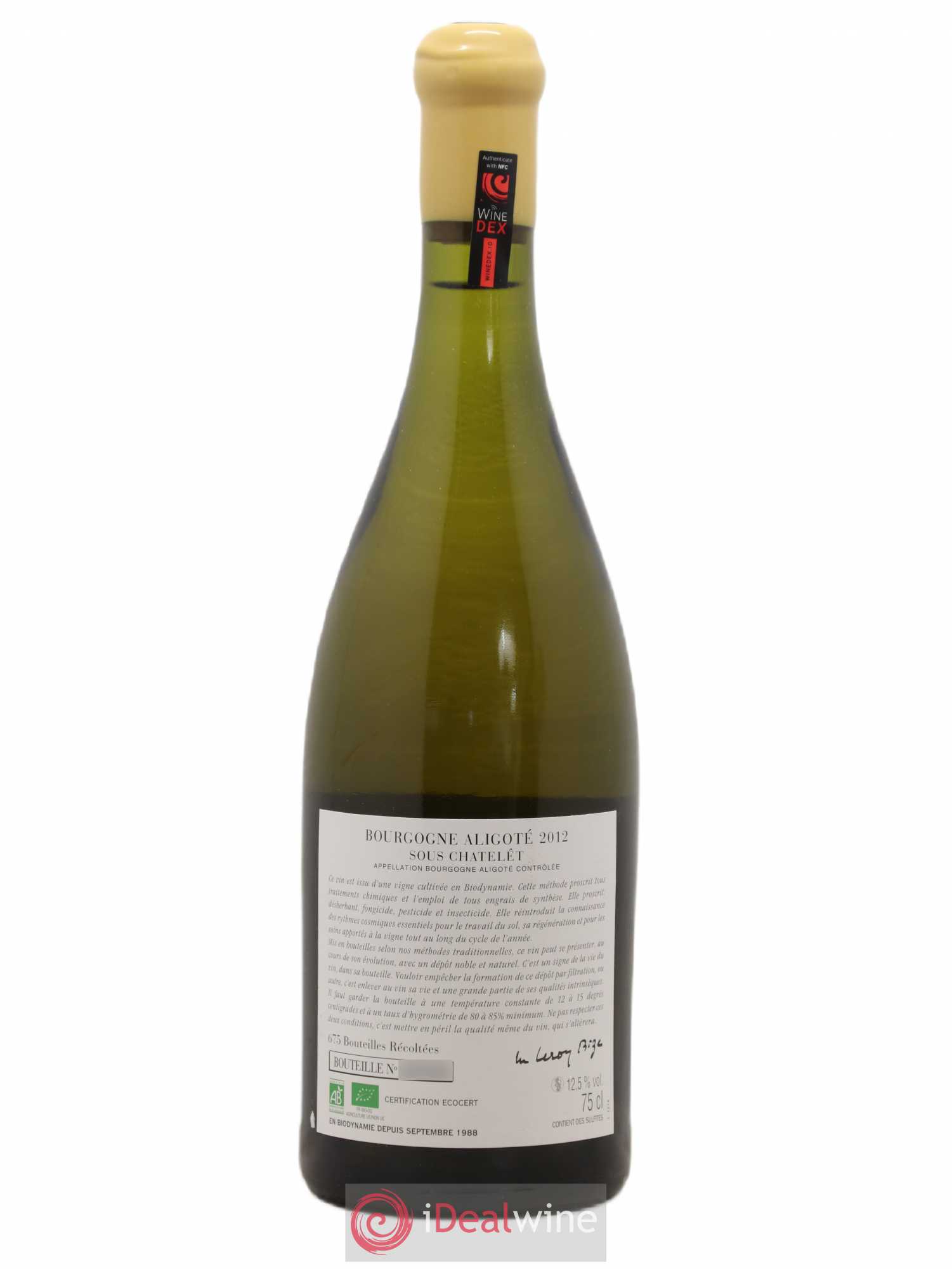 Bourgogne Aligoté Sous Chatelet d'Auvenay (Domaine) 2012 - Lot de 1 bouteille - 1