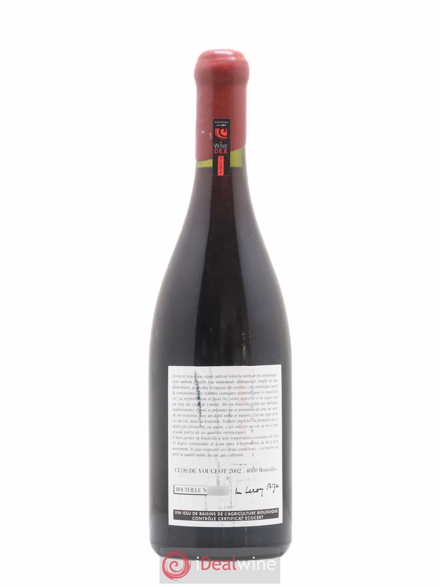 Clos de Vougeot Grand Cru Leroy (Domaine) 2002 - Lot de 1 bouteille - 1