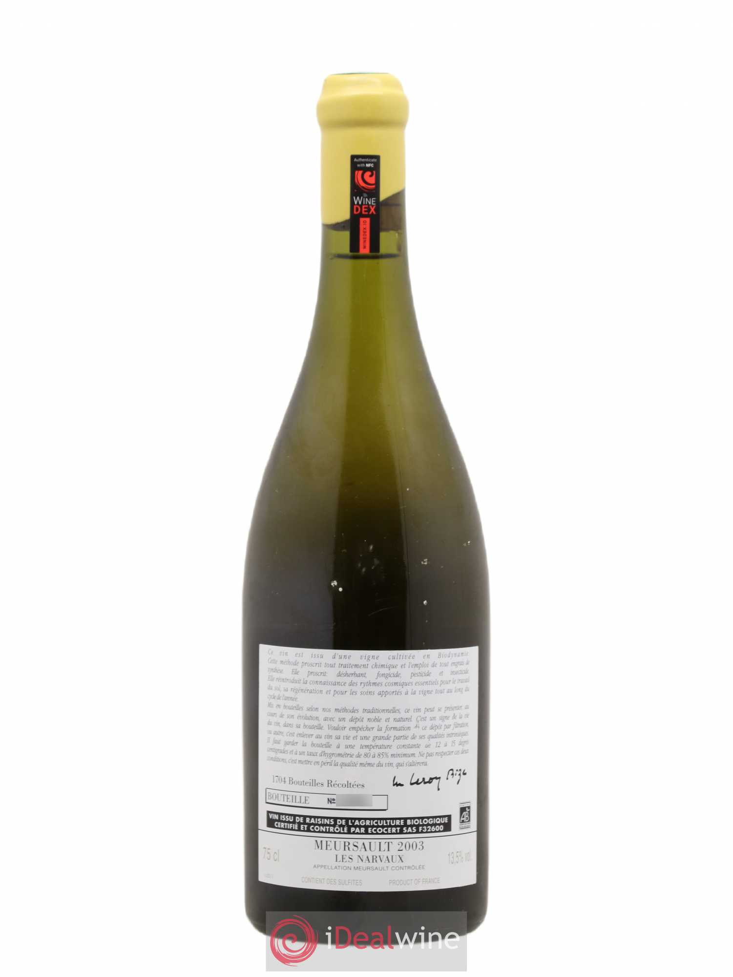 Meursault Les Narvaux d'Auvenay (Domaine) 2003 - Lot de 1 bouteille - 1