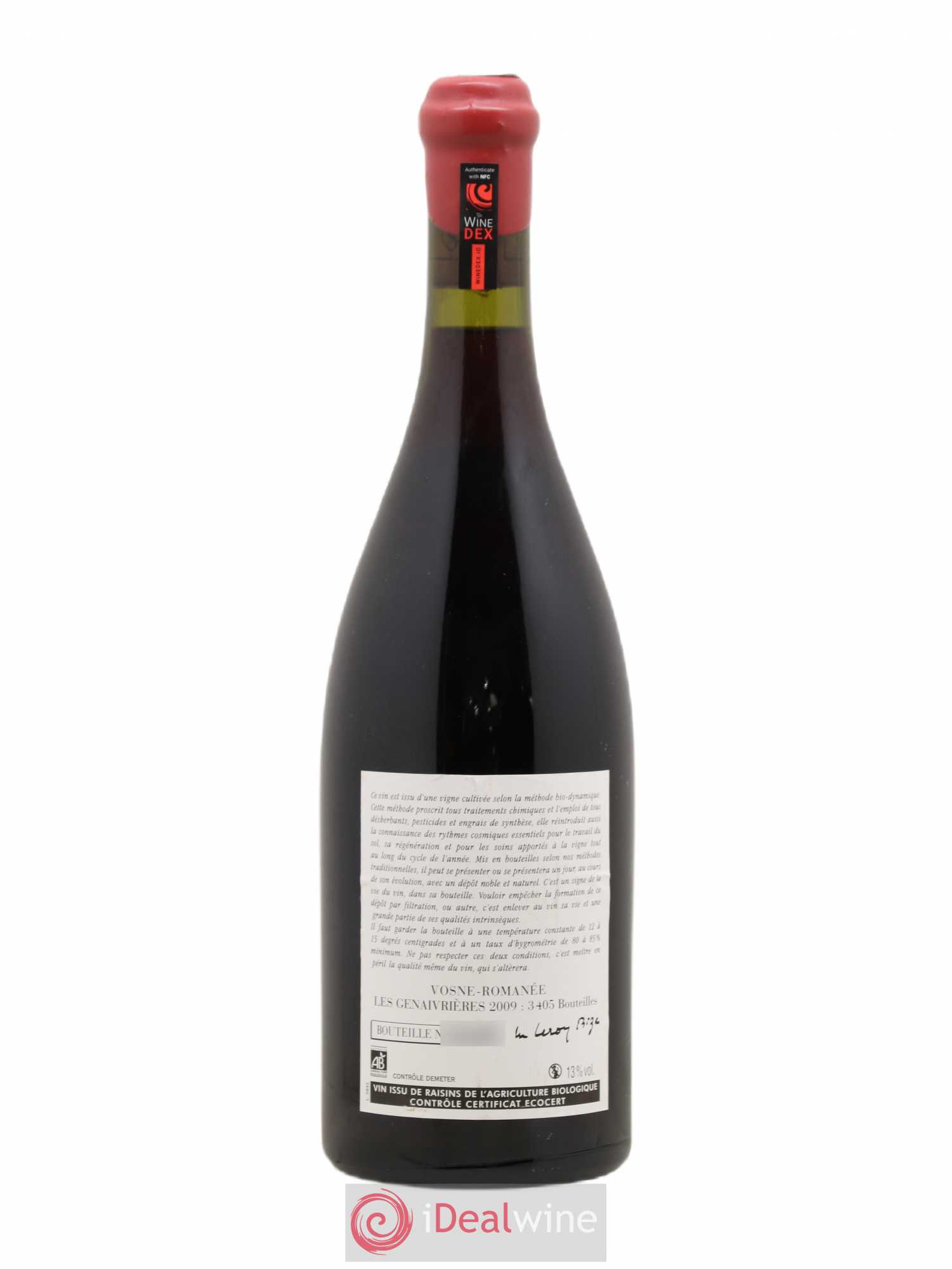 Vosne-Romanée Les Genaivrières Leroy (Domaine) 2009 - Lot de 1 bouteille - 1