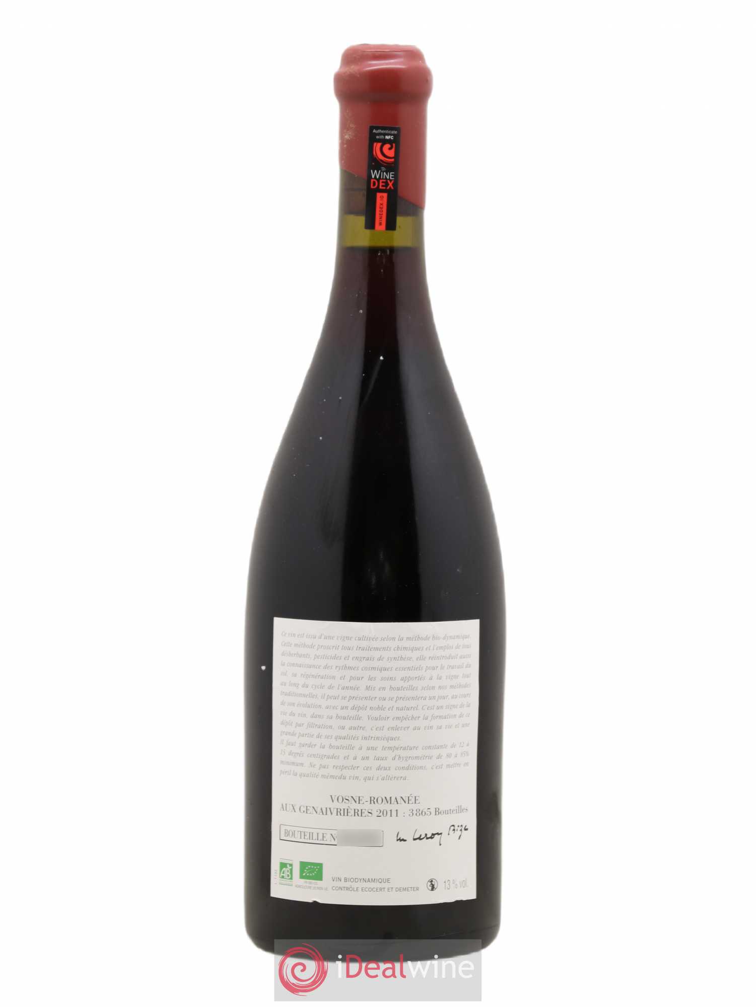 Vosne-Romanée Les Genaivrières Leroy (Domaine) 2011 - Lot de 1 bouteille - 1
