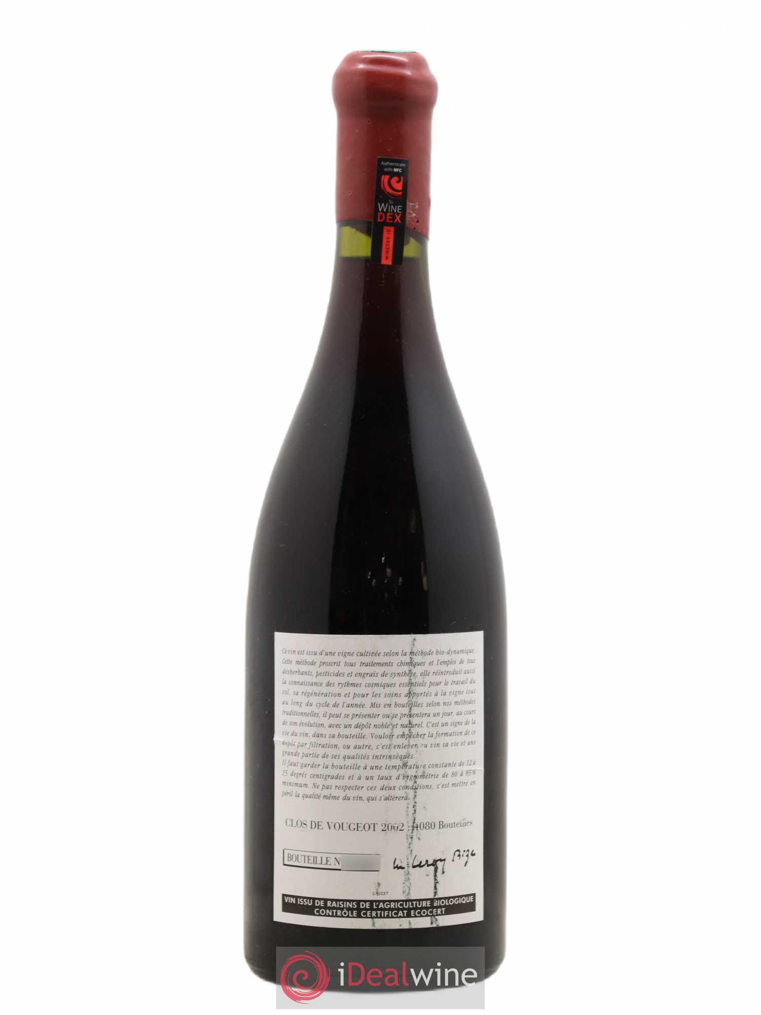 Clos de Vougeot Grand Cru Leroy (Domaine) 2002 - Lot de 1 bouteille - 1