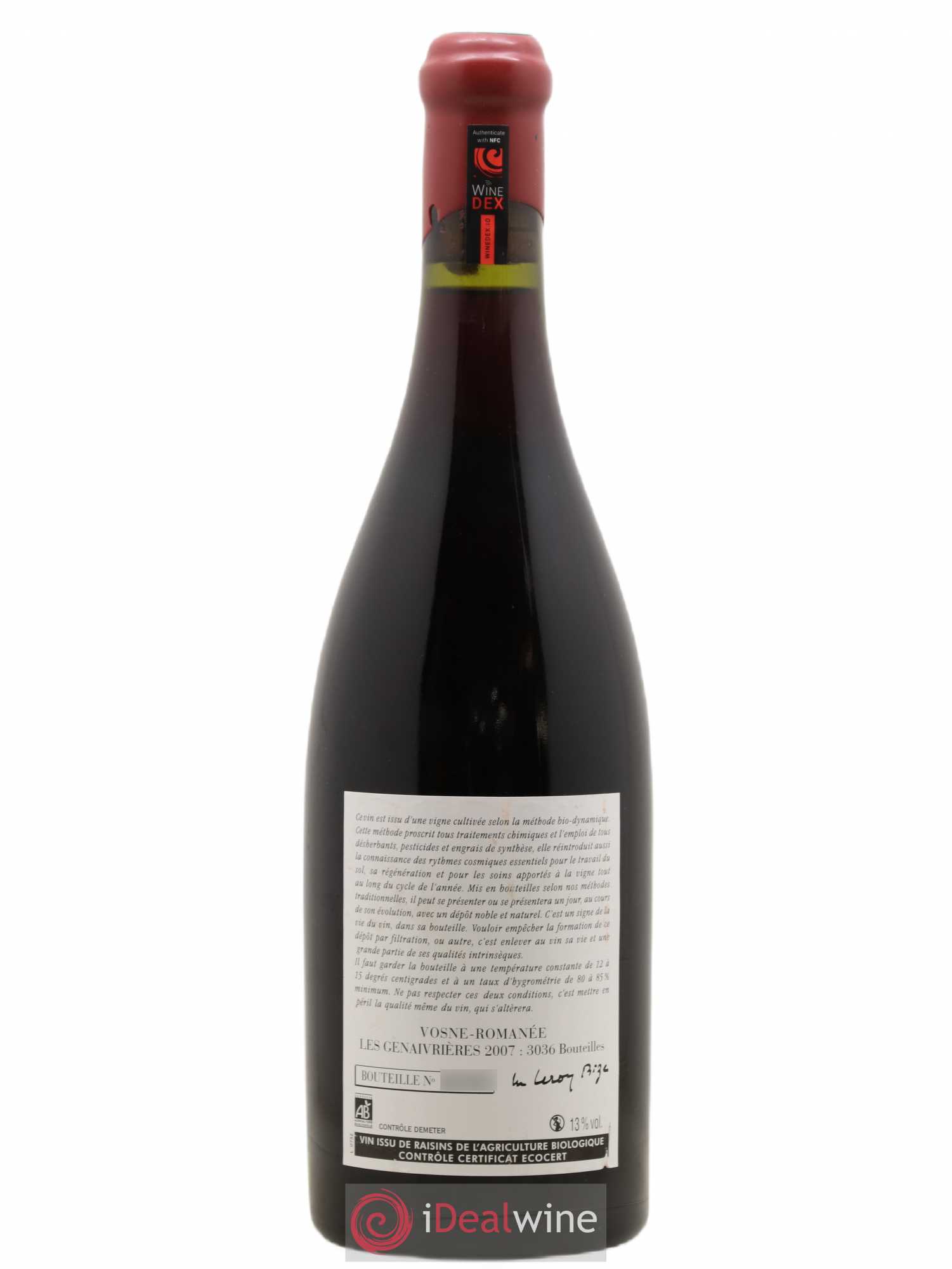 Vosne-Romanée Les Genaivrières Leroy (Domaine) 2007 - Lot de 1 bouteille - 1