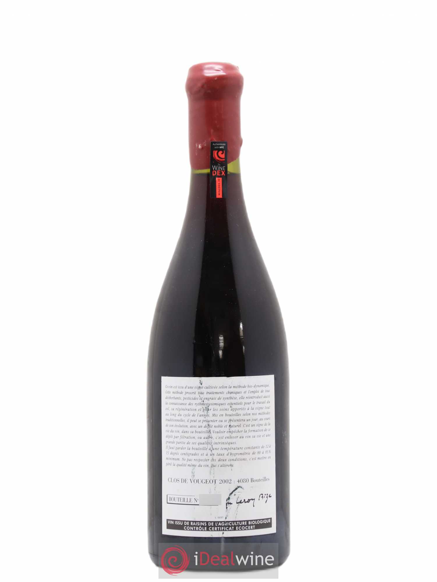 Clos de Vougeot Grand Cru Leroy (Domaine) 2002 - Lot de 1 bouteille - 1