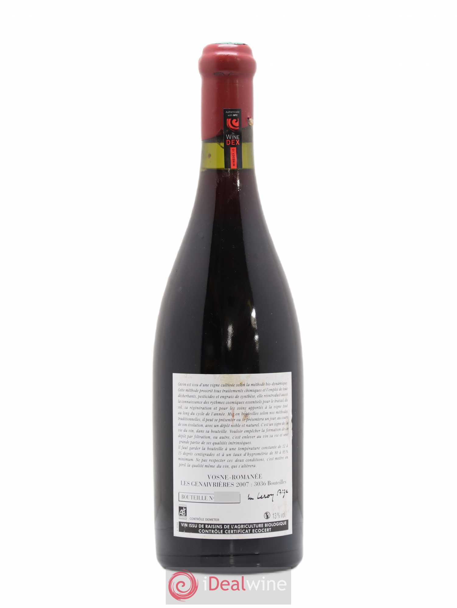 Vosne-Romanée Les Genaivrières Leroy (Domaine) 2007 - Lot de 1 bouteille - 1
