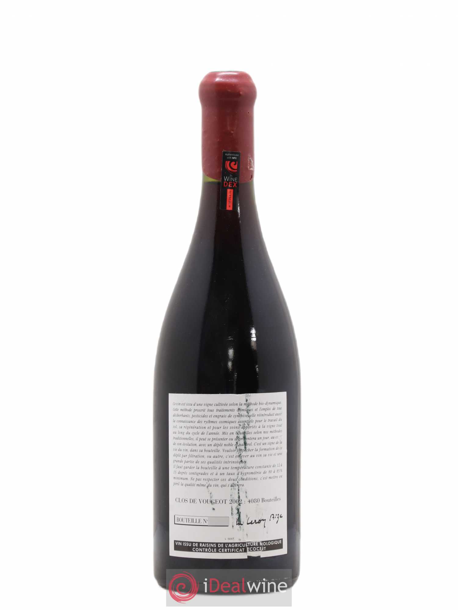 Clos de Vougeot Grand Cru Leroy (Domaine) 2002 - Lot de 1 bouteille - 1