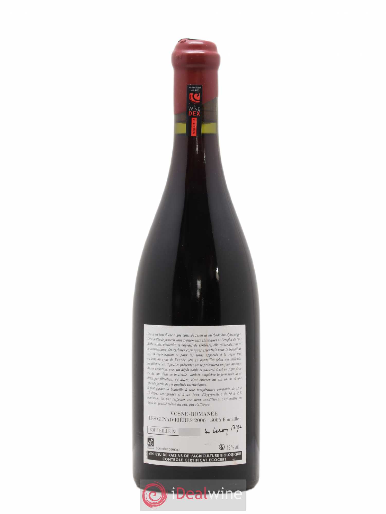 Vosne-Romanée Les Genaivrières Leroy (Domaine) 2006 - Lot de 1 bouteille - 1