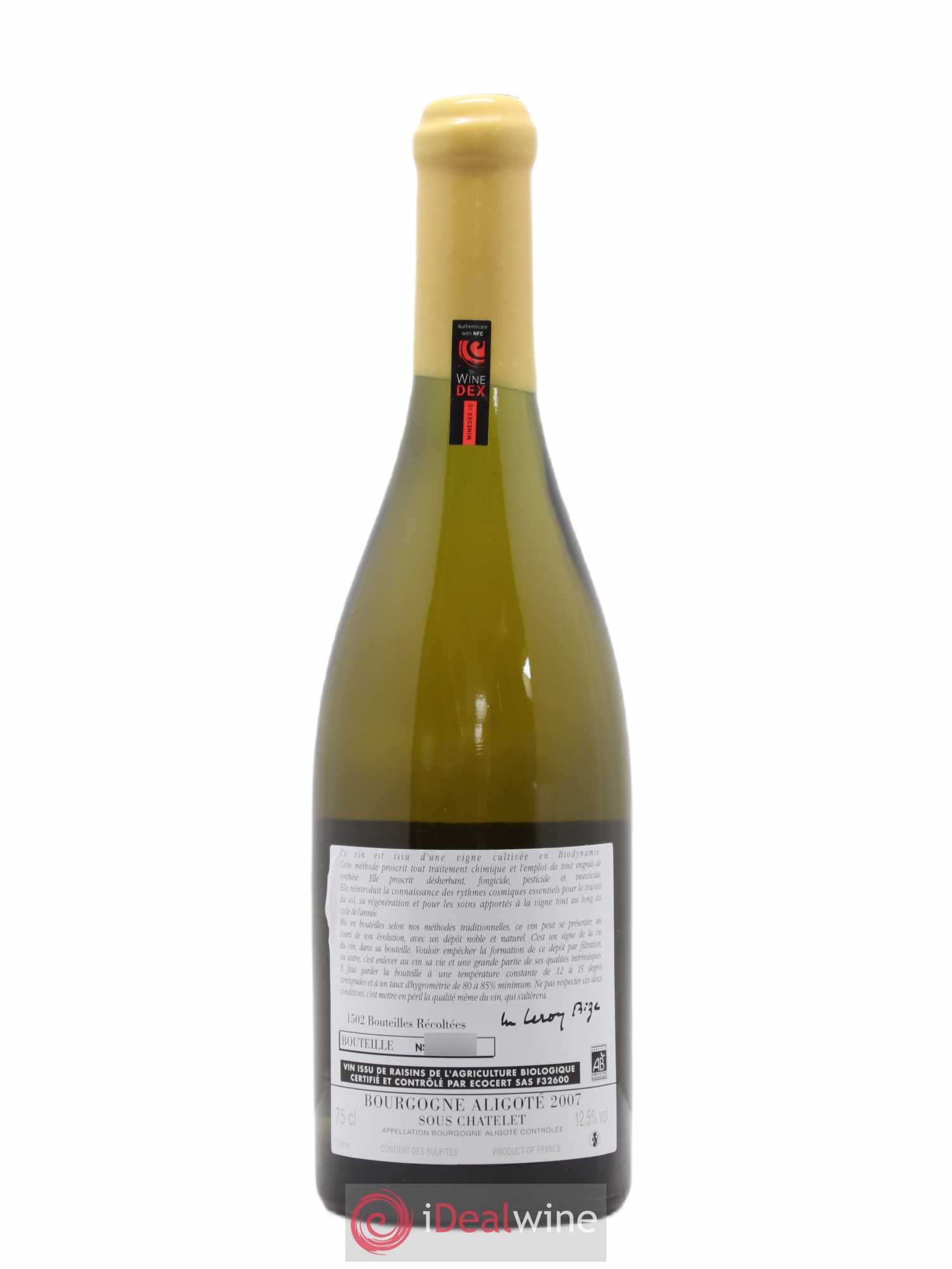 Bourgogne Aligoté Sous Chatelet d'Auvenay (Domaine) 2007 - Lot de 1 bouteille - 1