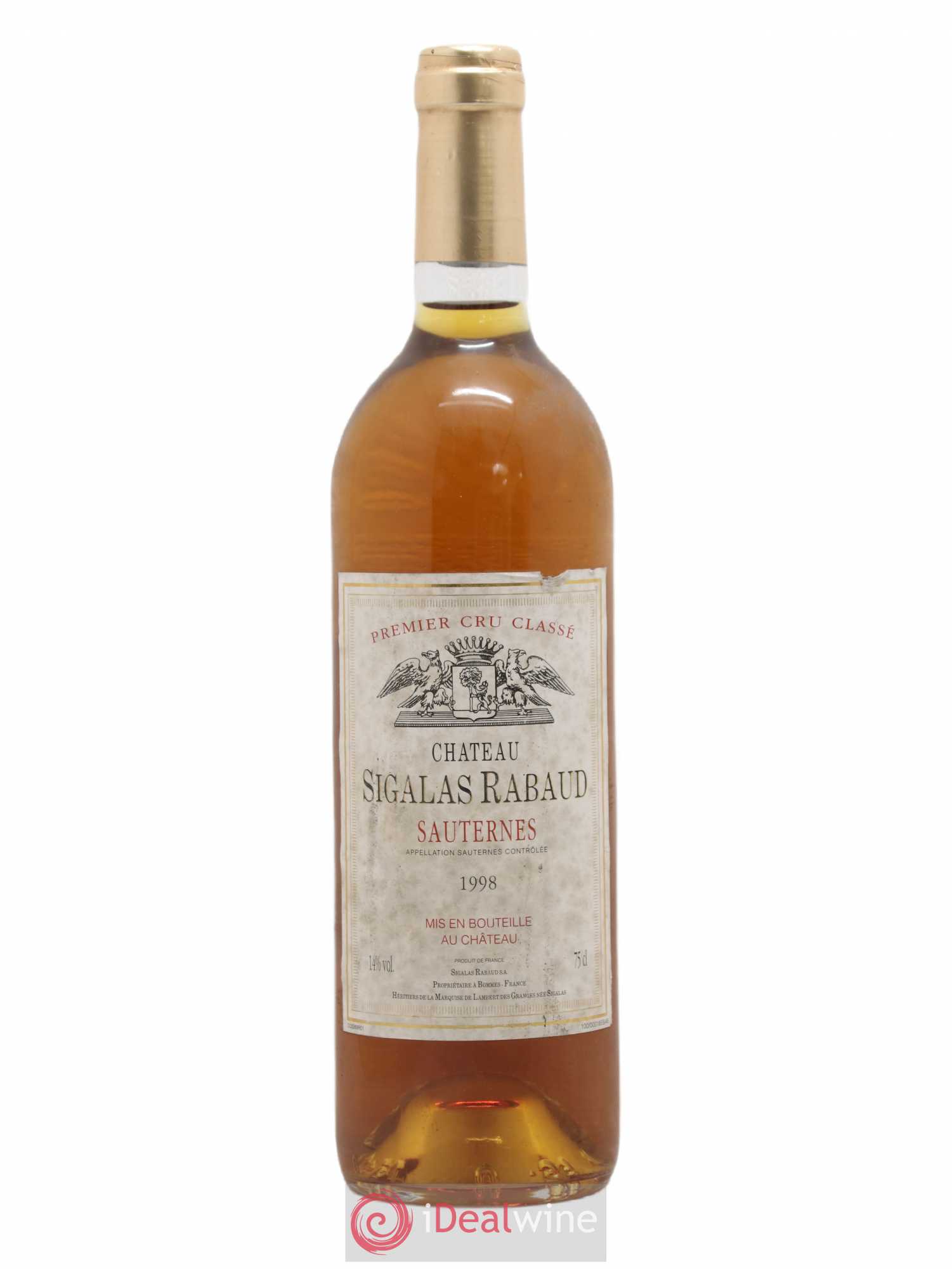 Château Sigalas Rabaud 1er Grand Cru Classé 1998 - Posten von 1 Flasche - 0