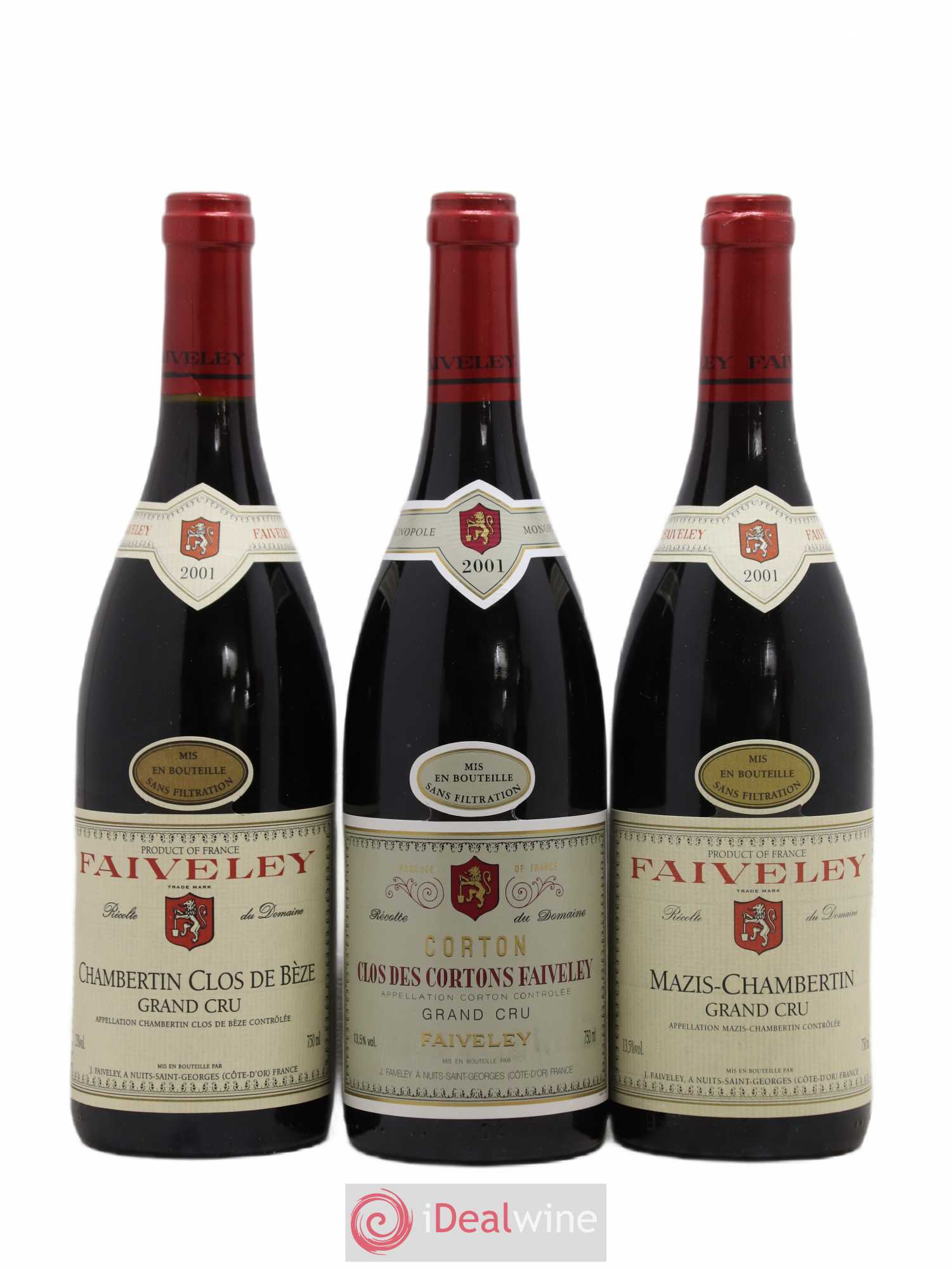 Caisse Grands Crus Faiveley Mazis-Chambertin - Chambertin Clos De Beze - Echezeaux - Clos Des Cortons - Clos de Vougeot - Latricieres-Chambertin 2001 - Lotto di 6 bottiglie - 2