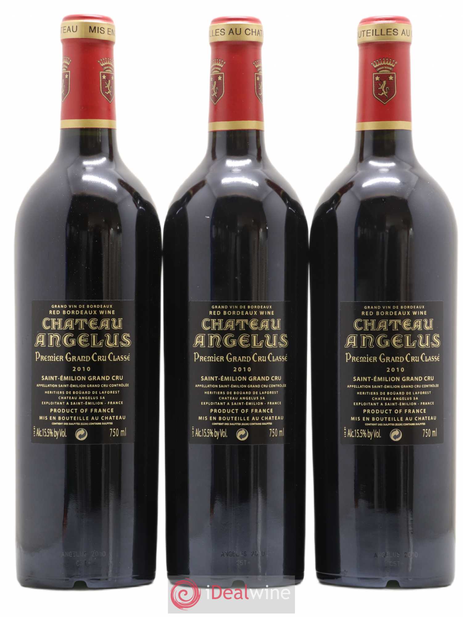 Château Angélus 1er Grand Cru Classé A 2010 - Lot de 3 bouteilles - 1