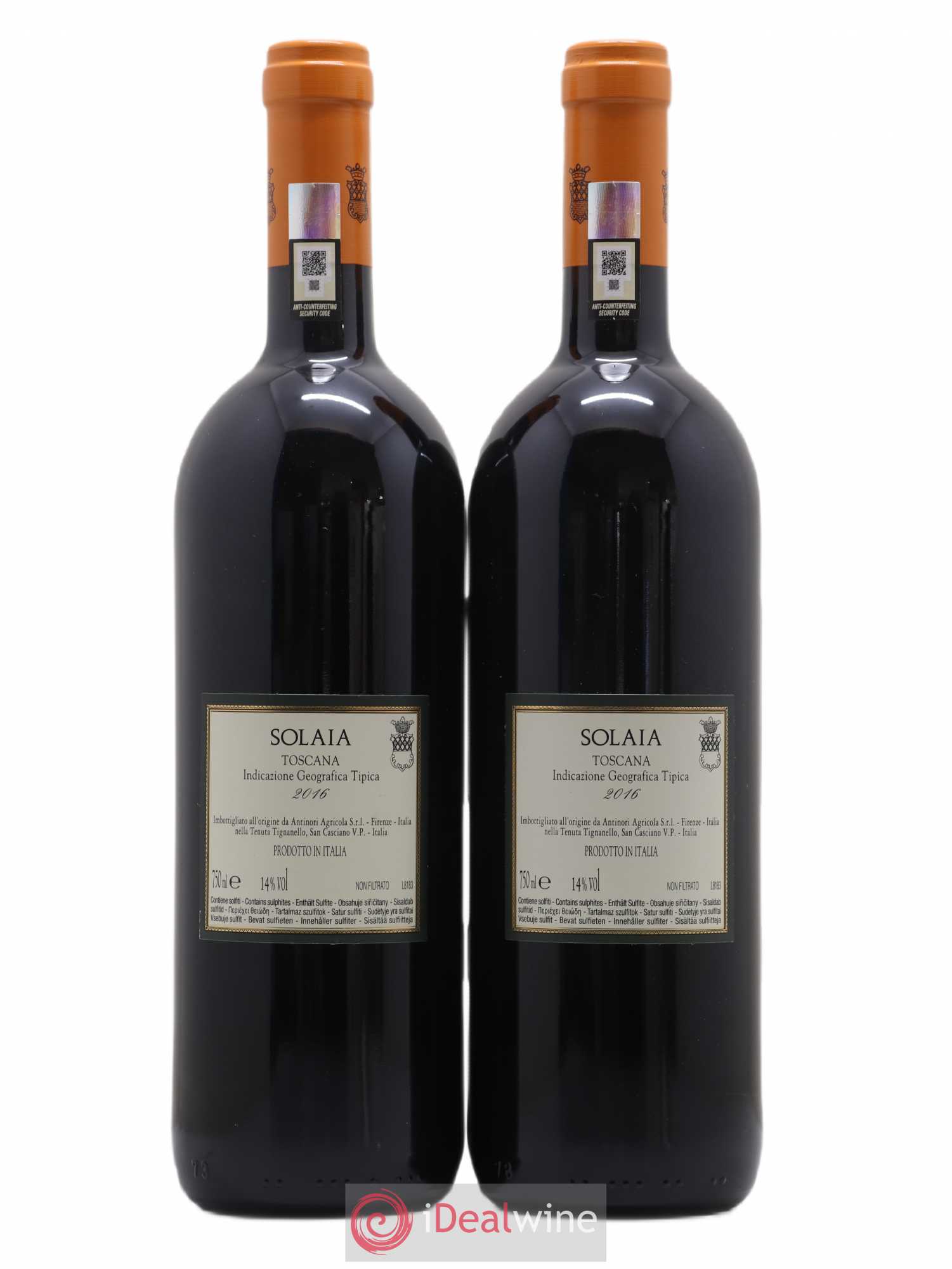 Toscana IGT Solaia Tenuta Tignanello - Marchesi Antinori 2016 - Lot de 2 bouteilles - 1