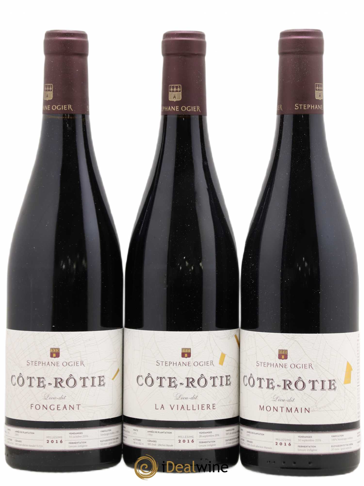 Assortiment Sélection Lieux-Dits Stéphane Ogier Fongeant La Viallière Montmain Côte-Bodin Le Champon Bertholon 2016 - Posten von 6 Flaschen - 1