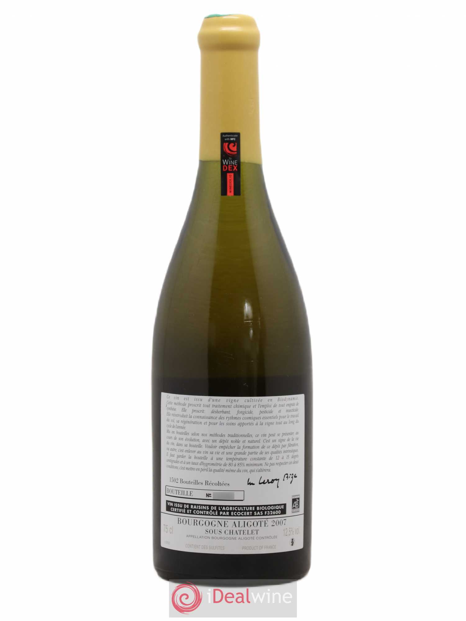 Bourgogne Aligoté Sous Chatelet d'Auvenay (Domaine) 2007 - Lot de 1 bouteille - 1