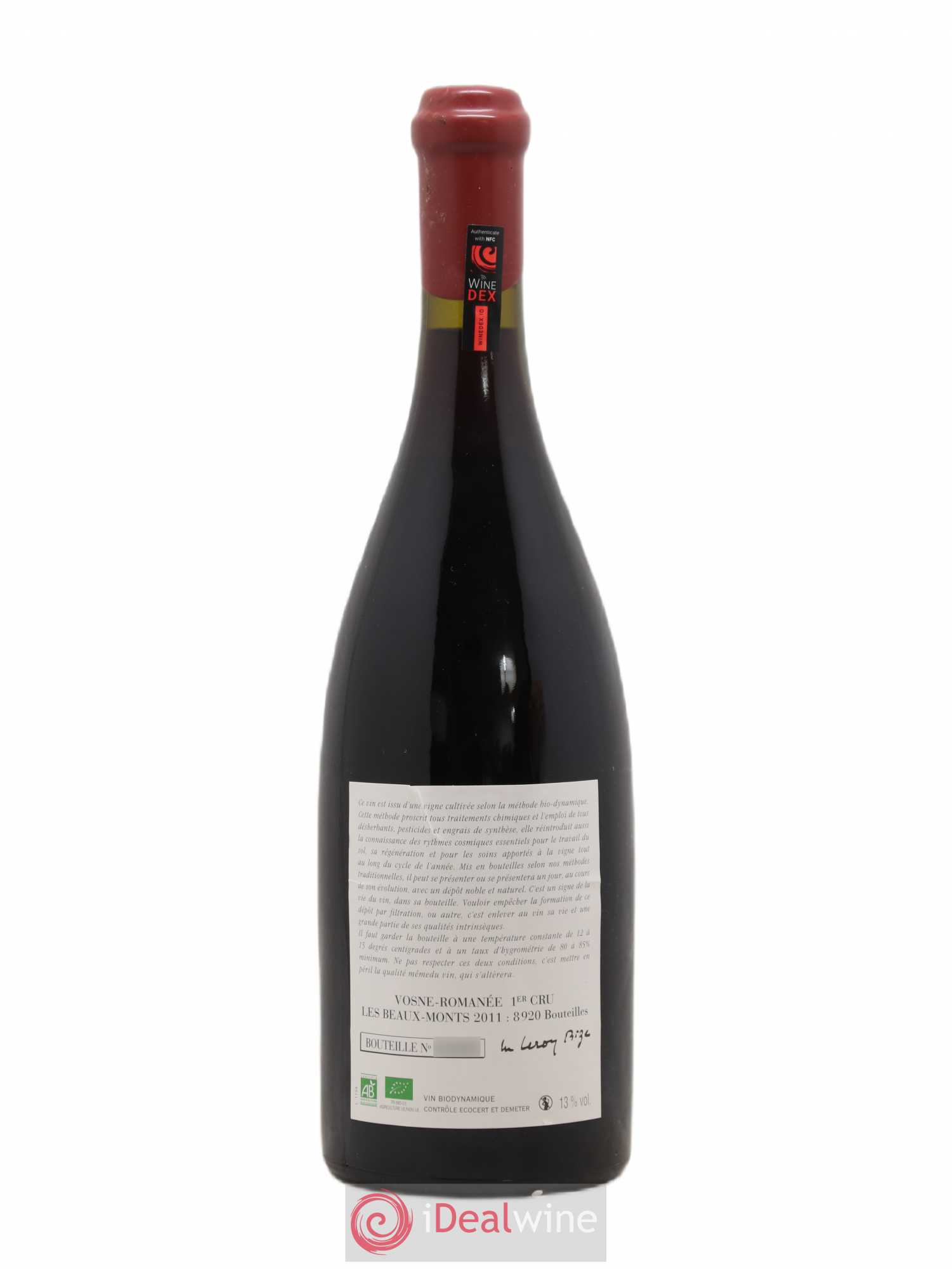 Vosne-Romanée 1er Cru Les Beaux-Monts Leroy (Domaine) 2011 - Lot de 1 bouteille - 1