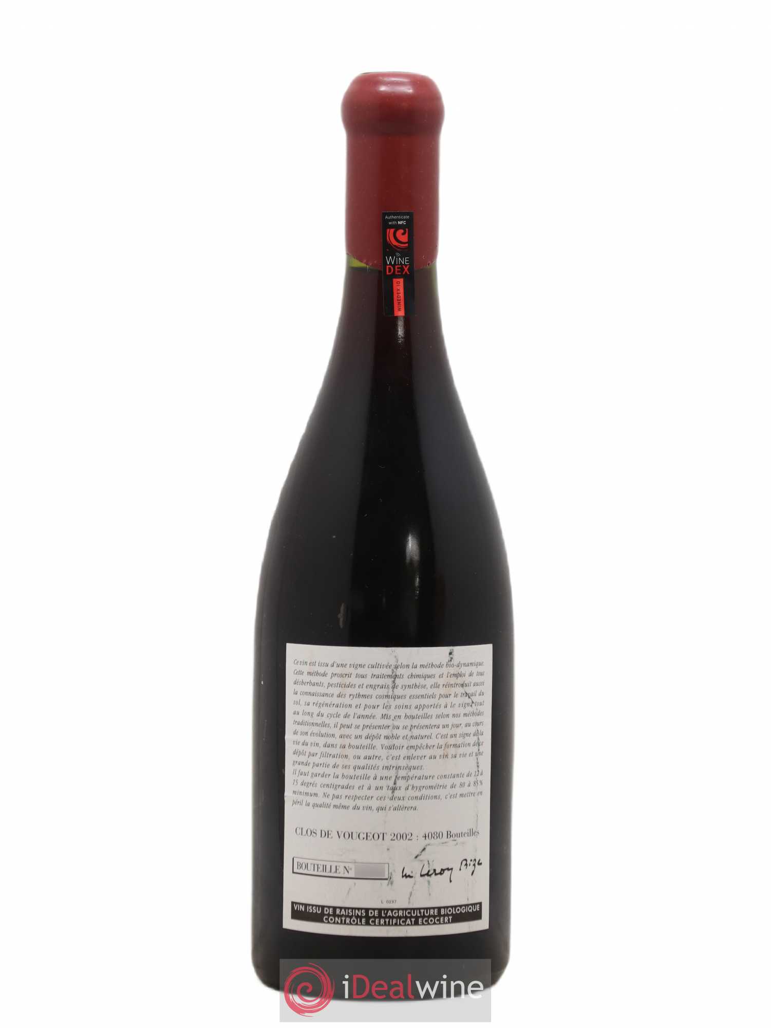 Clos de Vougeot Grand Cru Leroy (Domaine) 2002 - Lot de 1 bouteille - 1