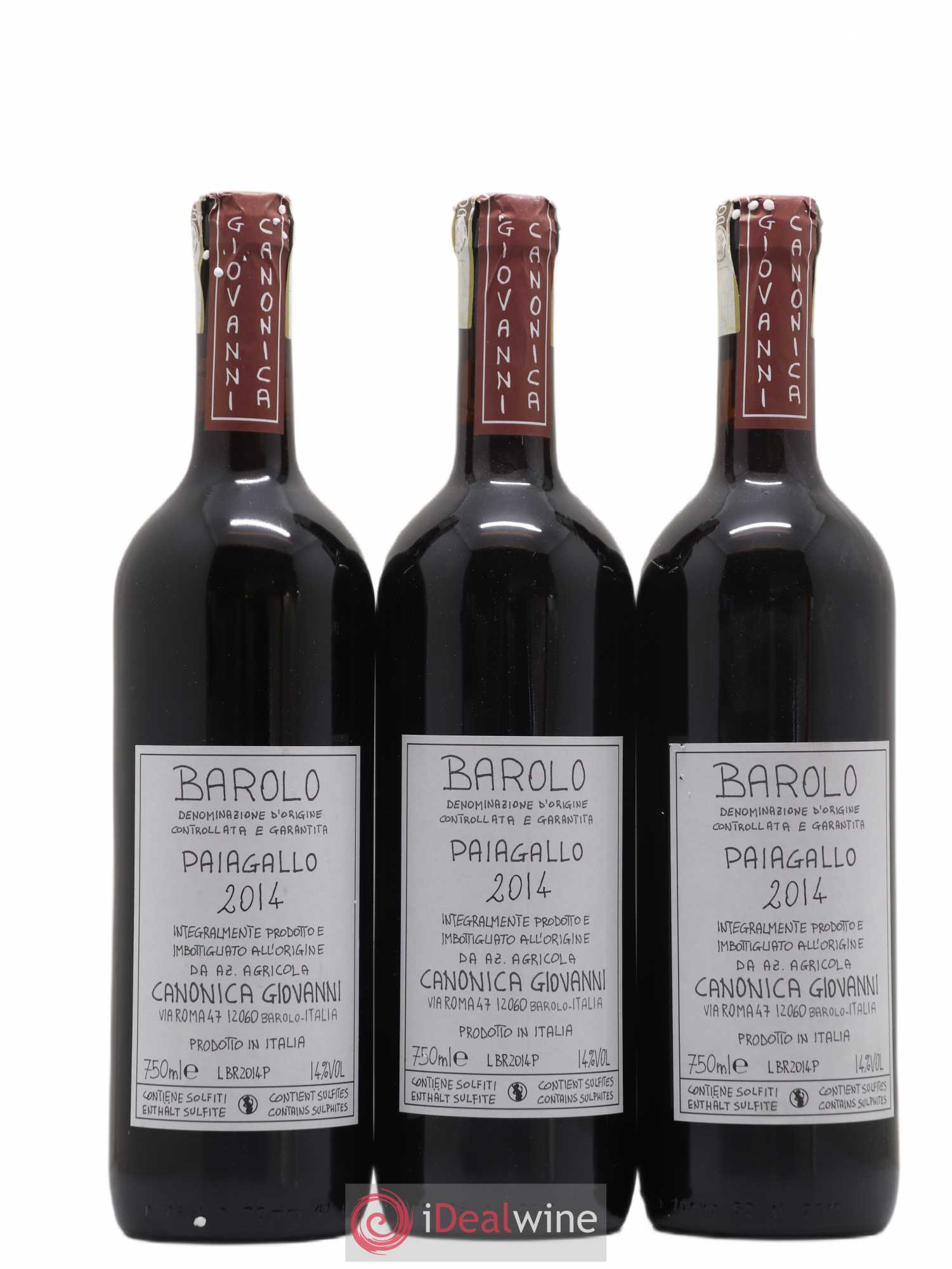 Barolo DOCG Paiagallo Giovanni Canonica 2014 - Lot de 3 bouteilles - 0