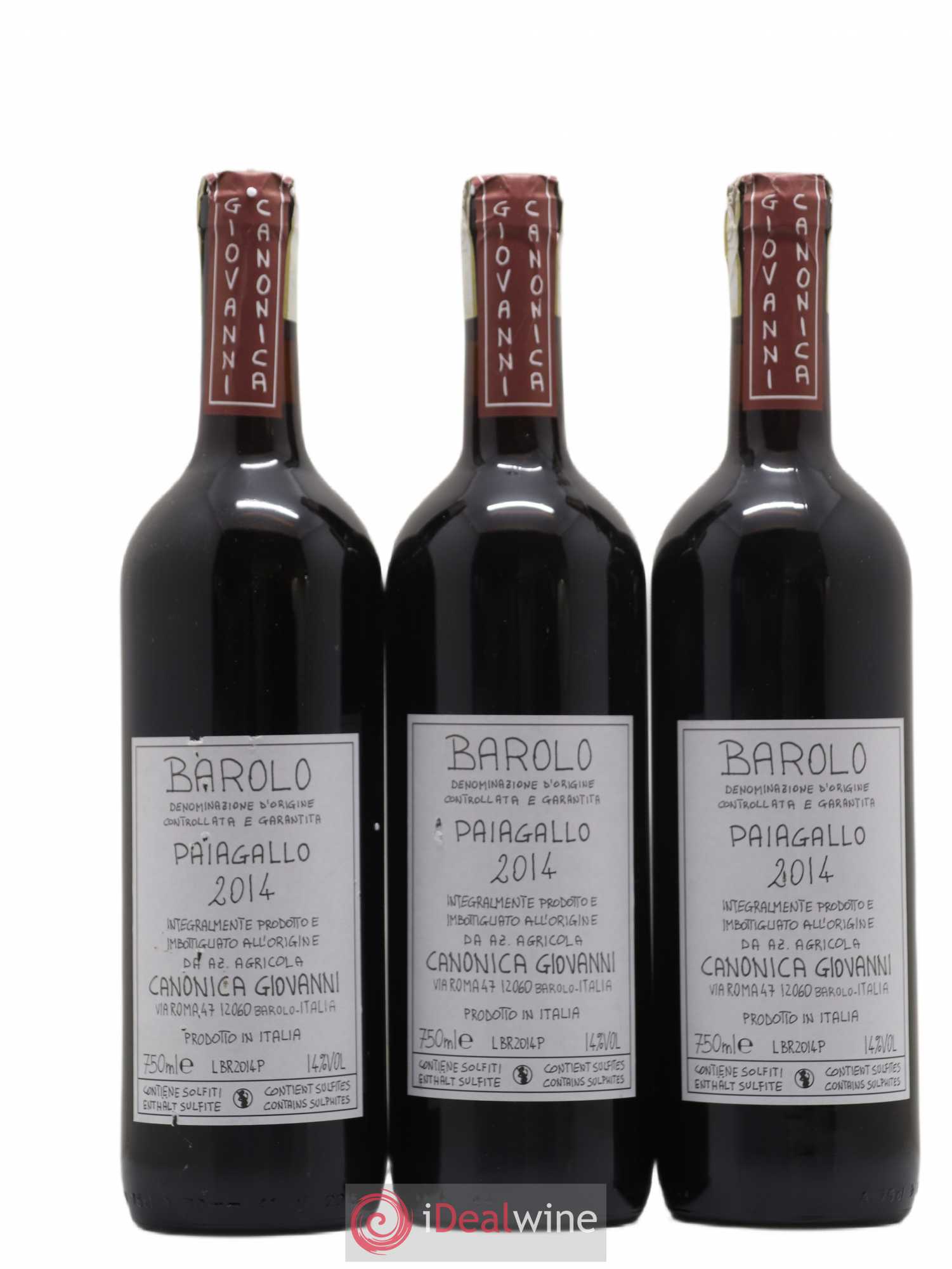 Barolo DOCG Paiagallo Giovanni Canonica 2014 - Lot de 3 bouteilles - 0