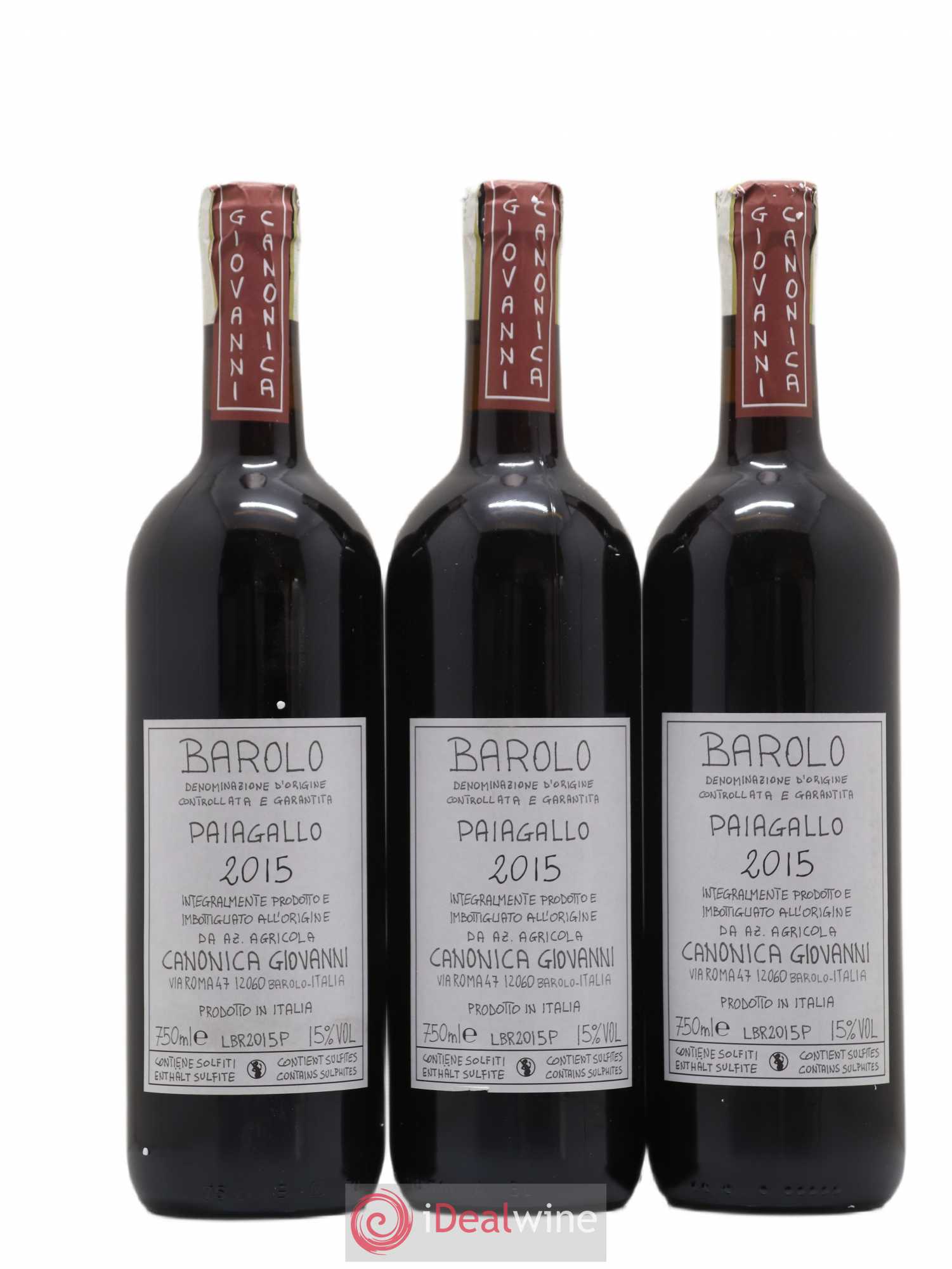 Barolo DOCG Paiagallo Giovanni Canonica 2015 - Lot de 3 bouteilles - 0