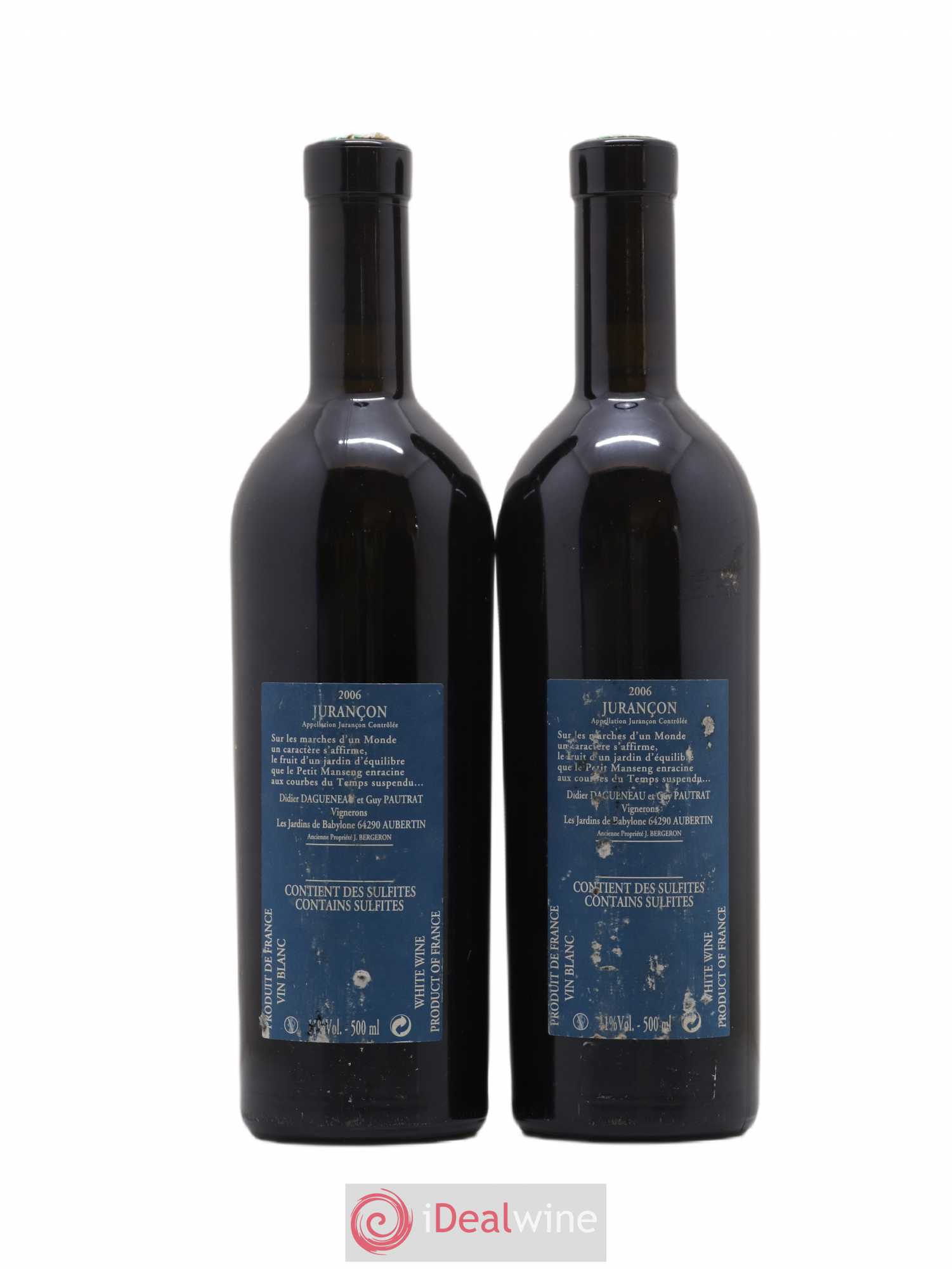 Vin de France (anciennement Jurançon) Jardins de Babylone Didier Dagueneau 50cl 2006 - Lotto di 2 bottiglie - 1